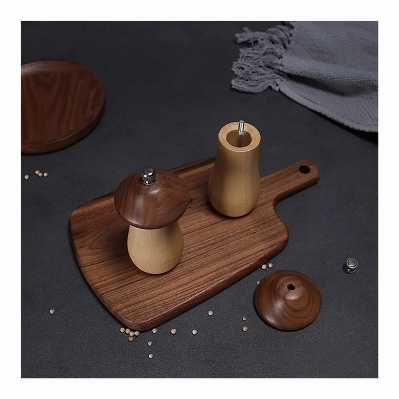Młynek Do Pieprzu I Soli Drewniany Zestaw Młynków Do Soli I Pieprzu, Młynek Do Soli I Pieprzu Do Grzybów, Regulowany Młynek Ceramiczny Młynków Do Przypraw