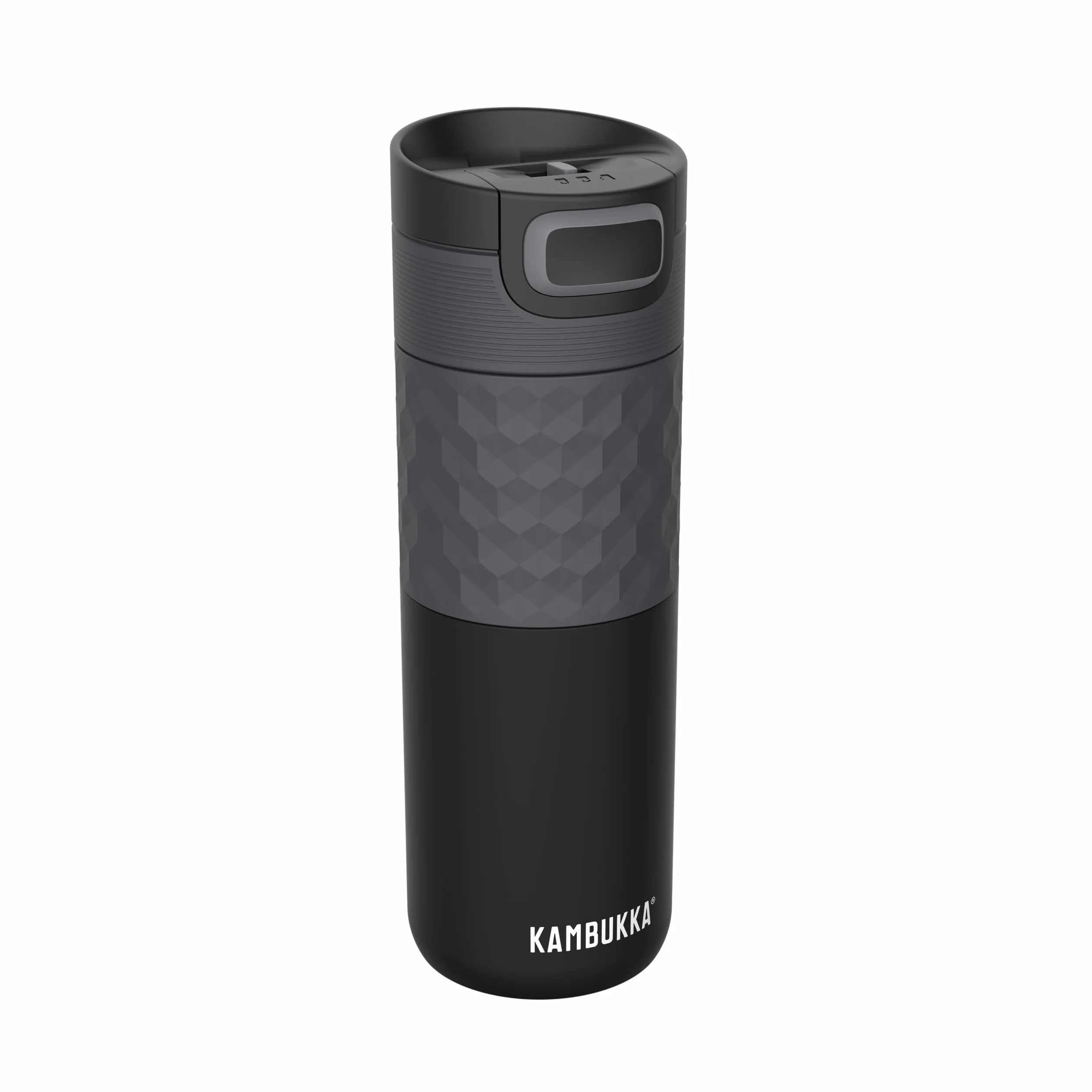Kambukka kubek termiczny Etna Grip 500 ml Black Steel – szczelny, stal nierdzewna 18/8, nakrętka 3-w-1 Snapclean, ciepło 9 h/zimno 18 h