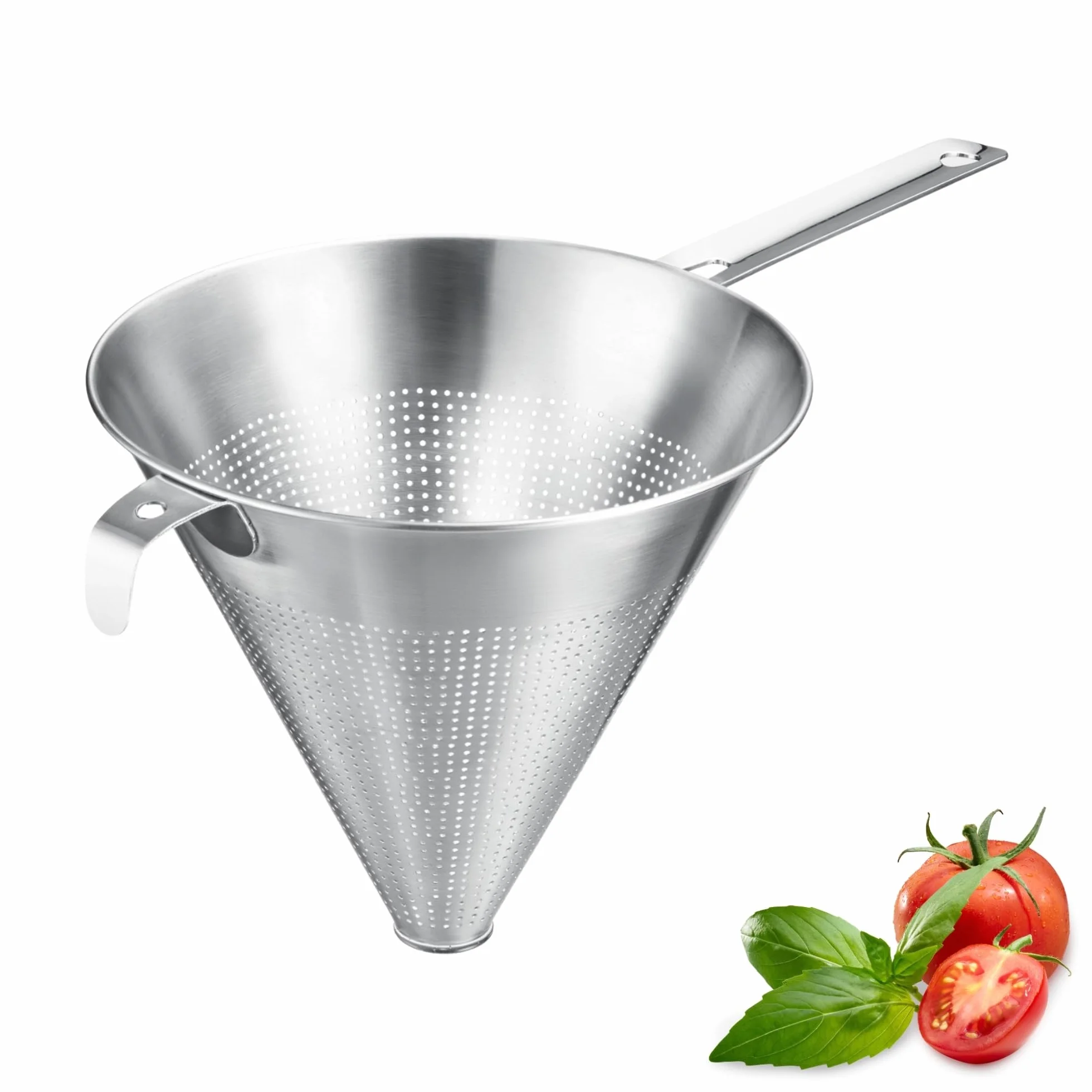 Westmark Sito szpiczaste Chinois Pro – drobne sitko z perforacją na całym obwodzie – sito ze stali nierdzewnej – optymalne do bulionów, kremów i sosów – srebrne, Ø 20 cm