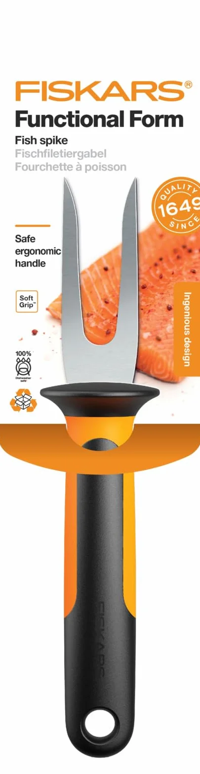 Fiskars Widelec do ryb, Functional Form, Długość całkowita: 19 cm, Japońska stal nierdzewna/ tworzywo sztuczne, 1057547