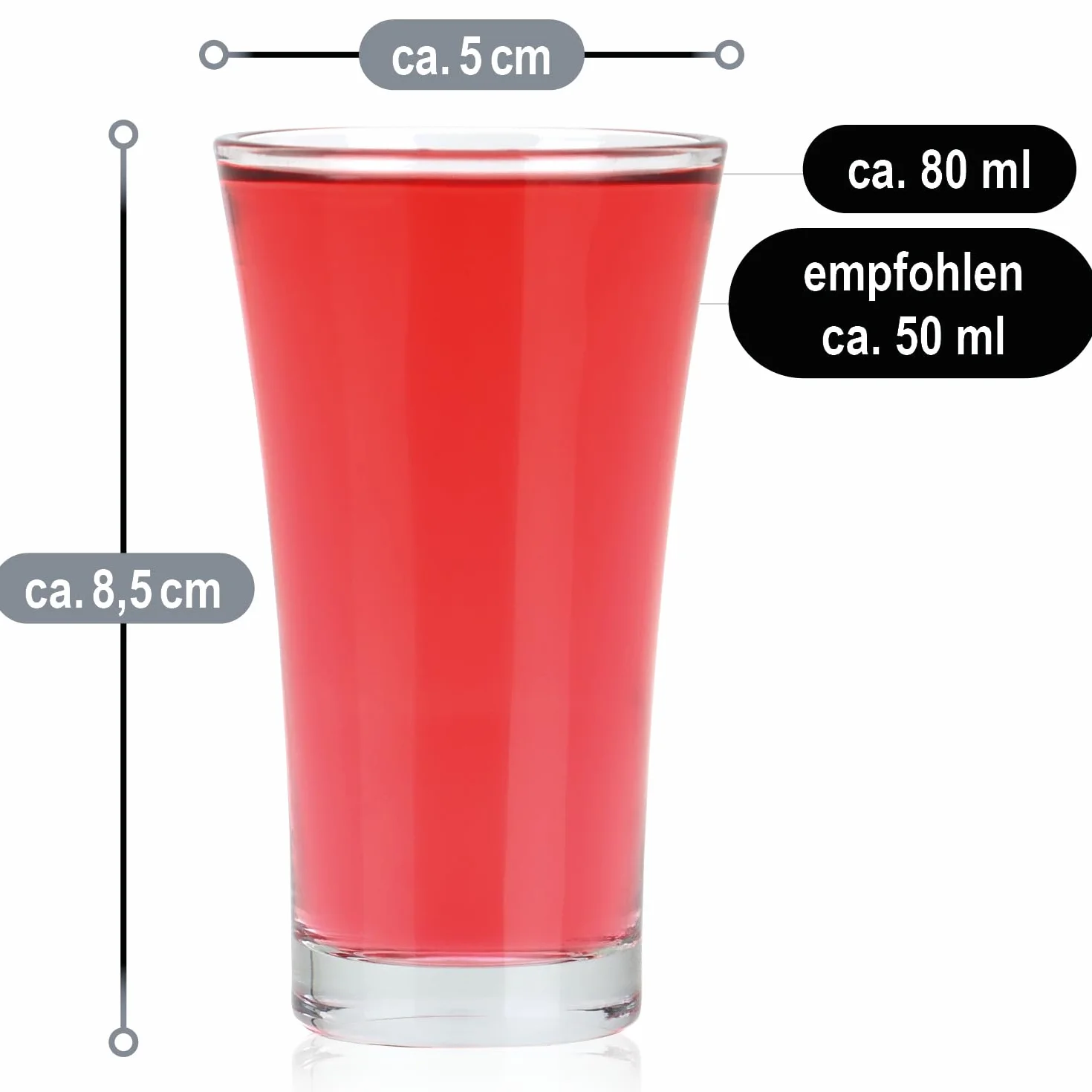 COM-FOUR® 6 kieliszków do shotów i alkoholi - kieliszki do shotów 80 ml - wytrzymale i nadaja sie do wielokrotnego uzytku, mozna myc w zmywarce - elegancki stozkowy ksztalt (przezroczysty - 80ml)