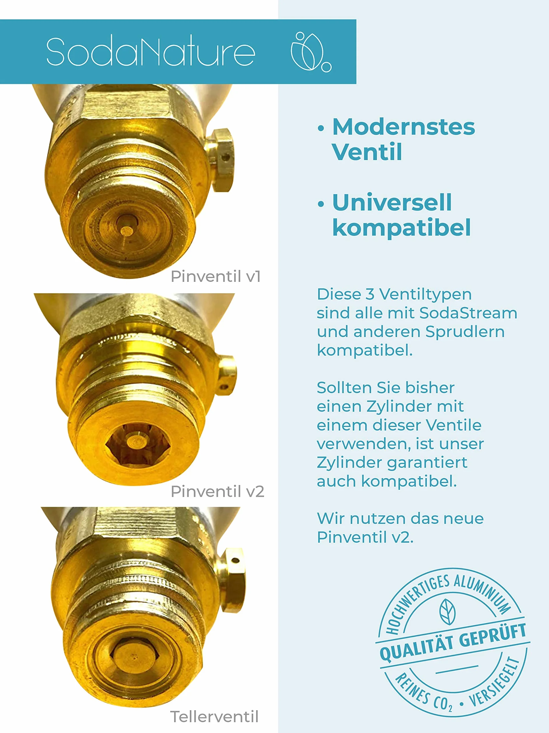SodaNature | 2 x Premium 60 l CO2 cylindry do SodaStream (z wyjątkiem QC), Aarke itp. | nowy i po raz pierwszy napełniony w Niemczech | naturalny dwutlenek węgla do 2 x 60 l | TÜV do 2035 [425 g]