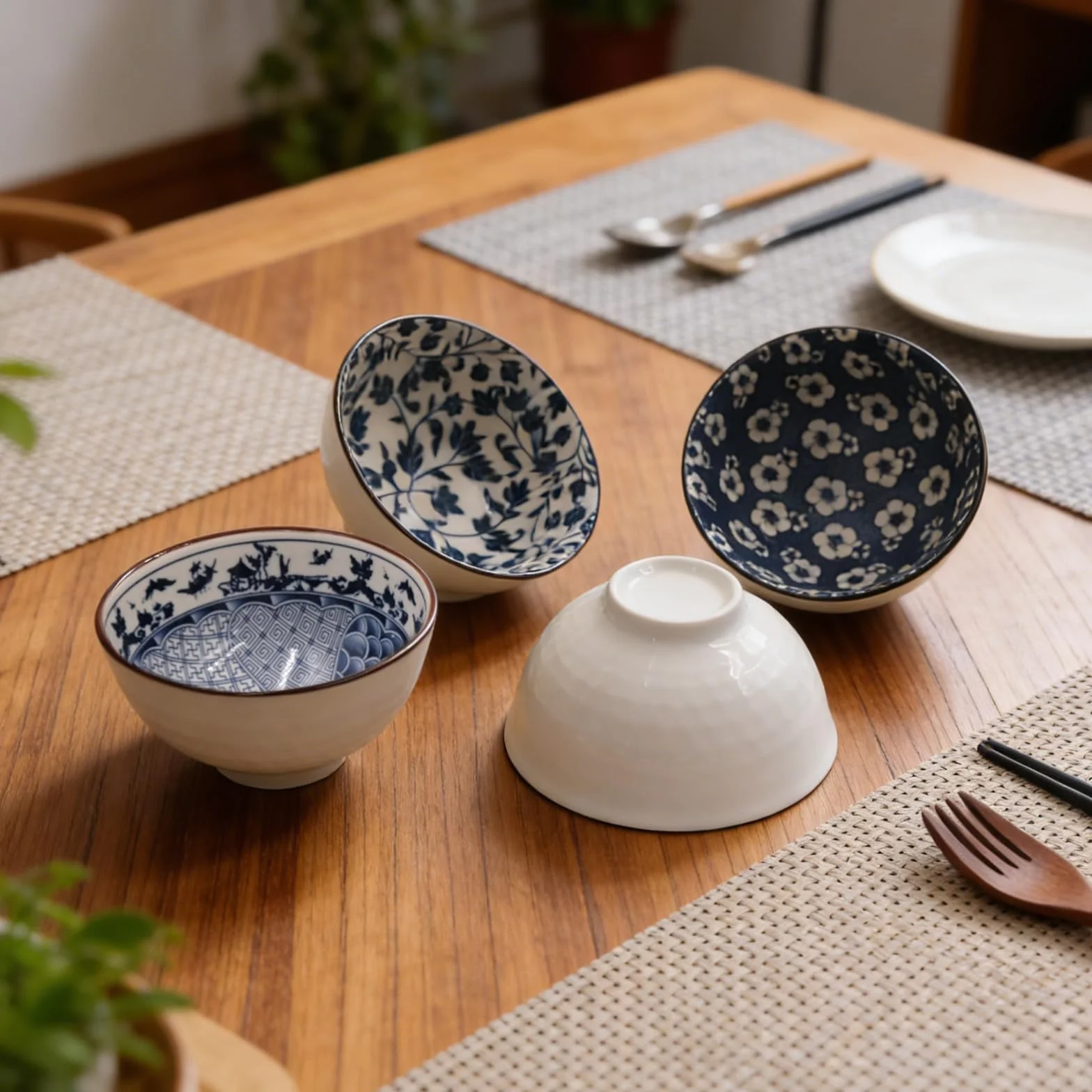 Ceramiczne miski, zestaw misek na przekąski, 10 cm, ceramiczne miski do maczania ryżu, płatków śniadaniowych, deserów, zupy, płatków owsianych, 4 szt