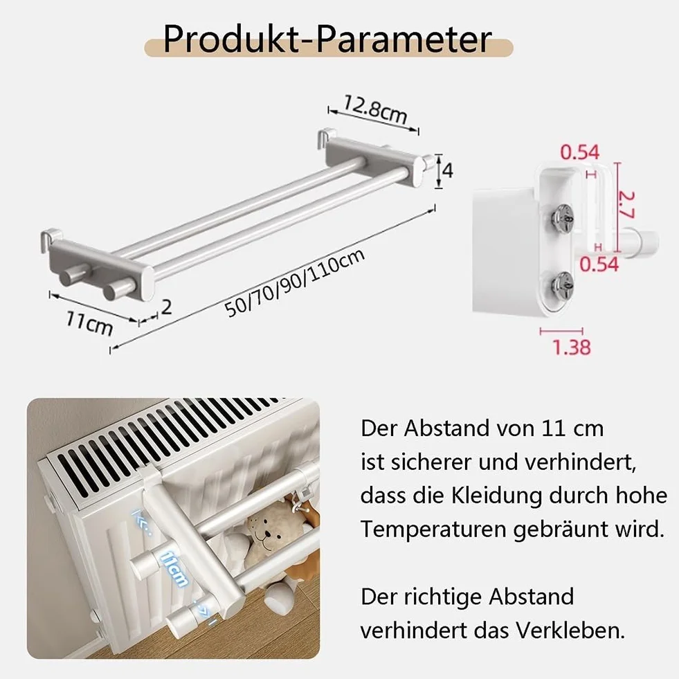 Ręcznik na kaloryfer 70 cm biały