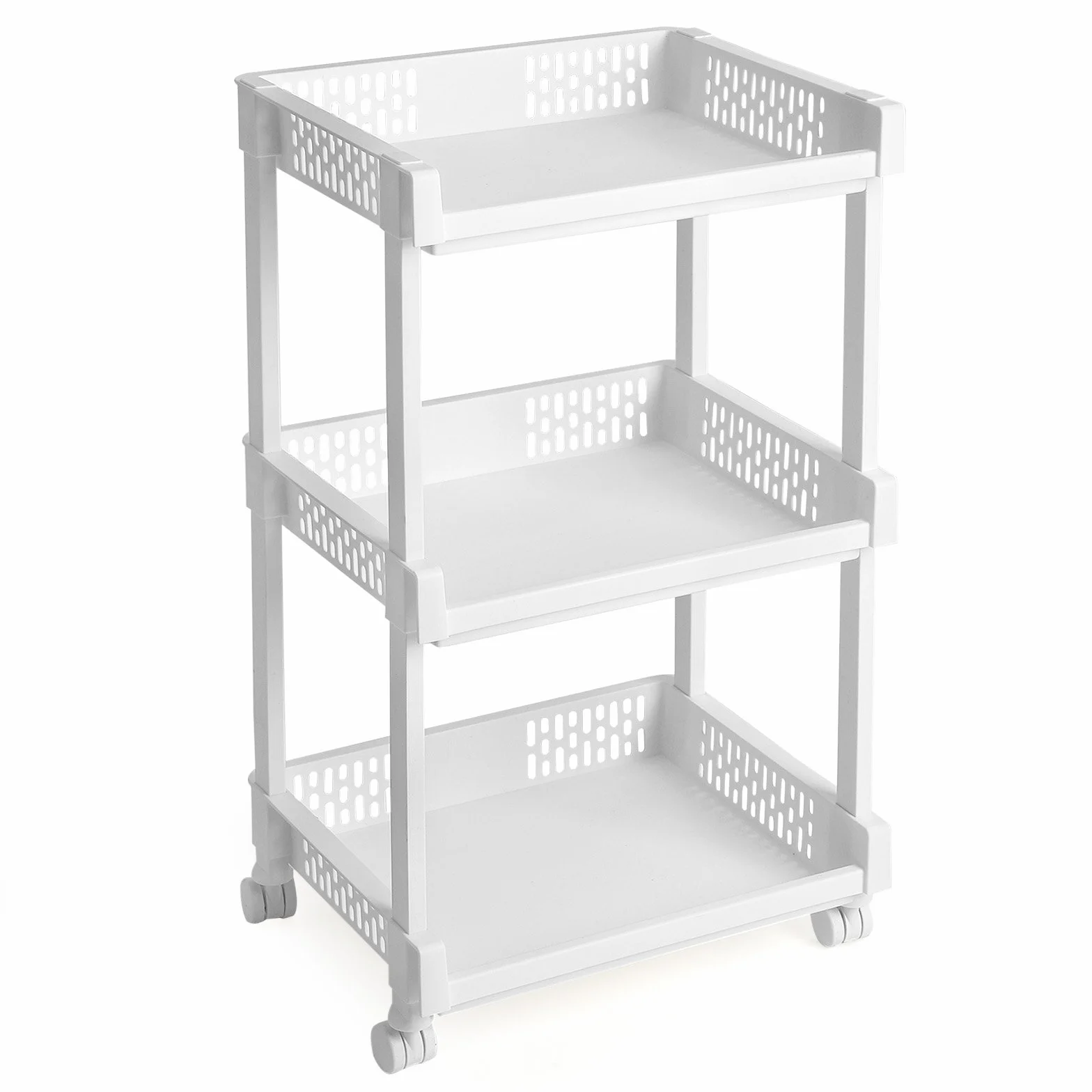 SONGMICS KSC03WT Regał na kółkach z 3 półkami