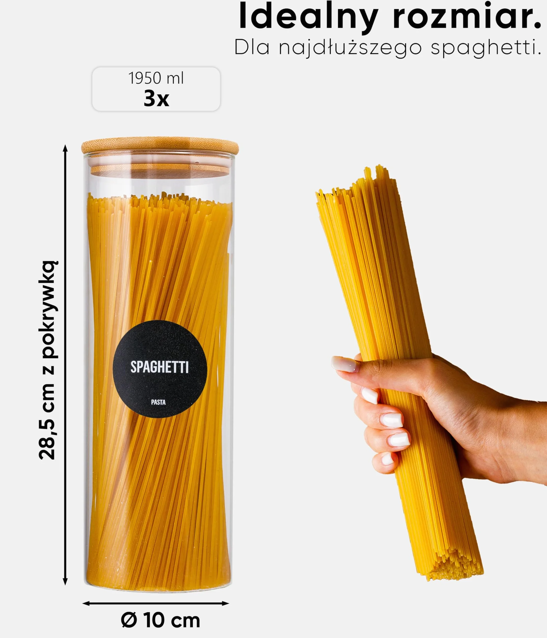 Deco haus® Słoiki do przechowywania z pokrywką, zestaw 3 sztuk do mąkę, szklane pojemniki na zapasy, do przechowywania kuchni, słoiki, szklany pojemnik 3x1950ml