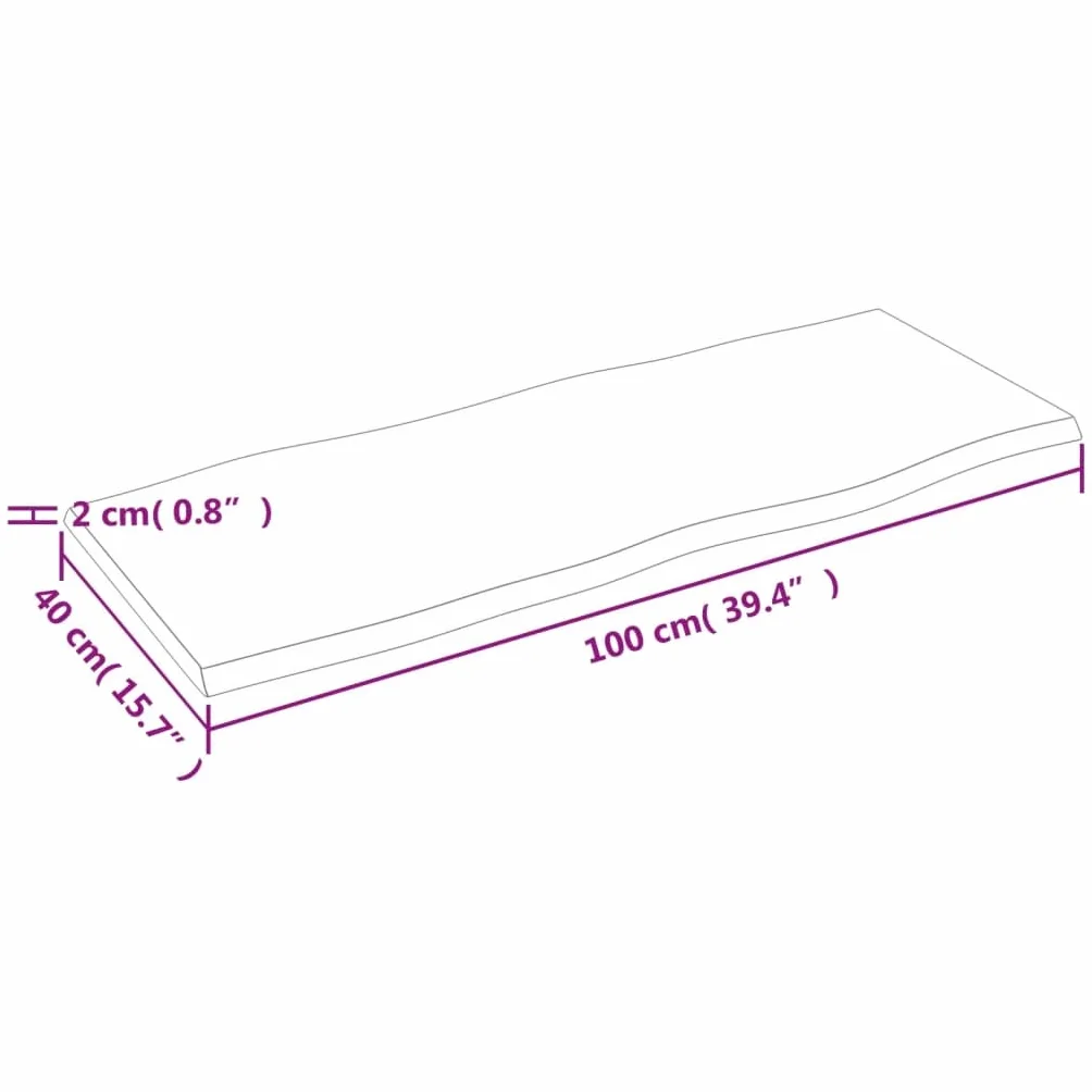 vidaXL Blat stołu, 100x40x2 cm, surowy, lity dąb z naturalną krawędzią, blat drewniany, blat biurkowy, blat do stolika, blat z drewna, blaty do biurek