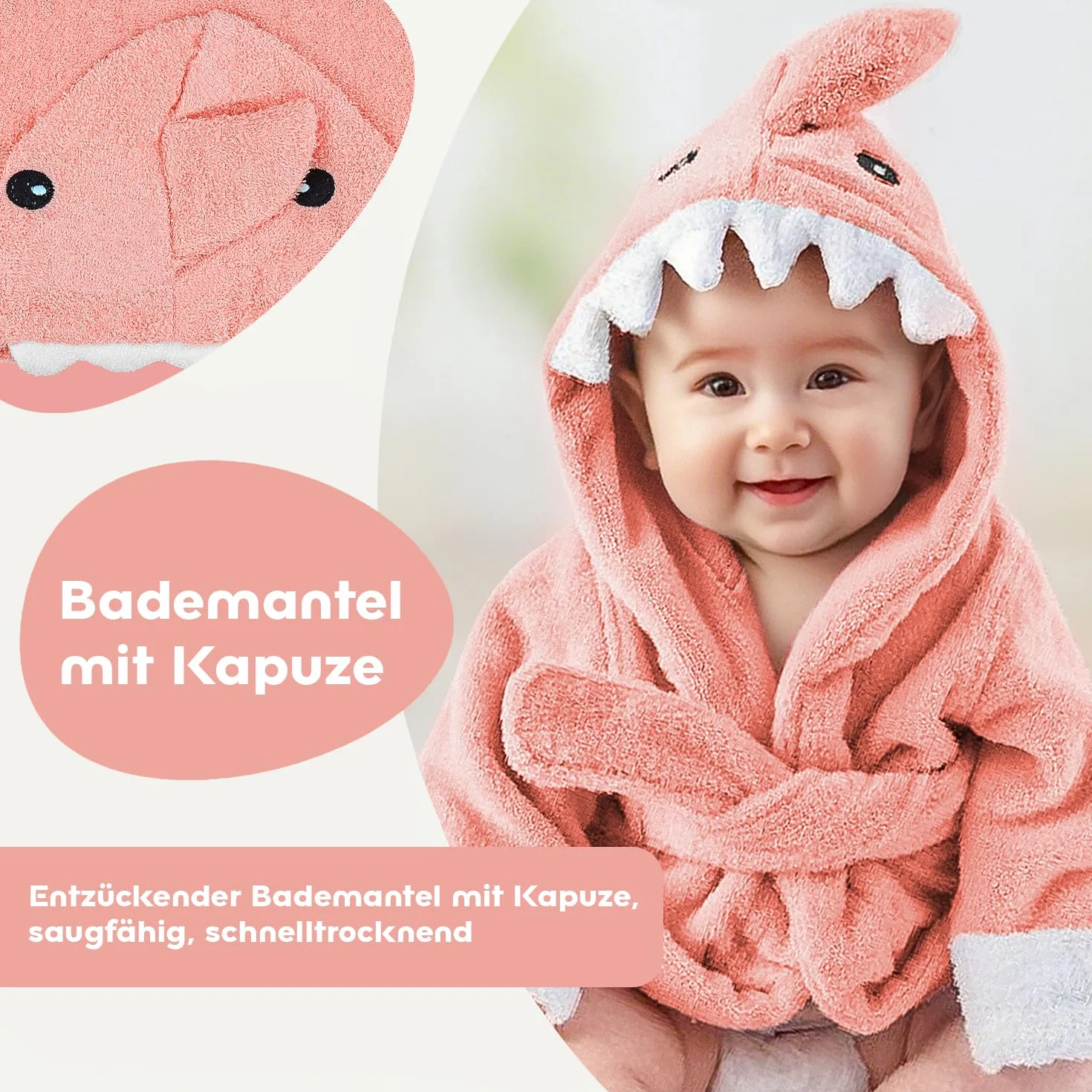 ręcznik z kapturem dla niemowląt: frotte szlafrok kąpielowy - ręcznik kąpielowy