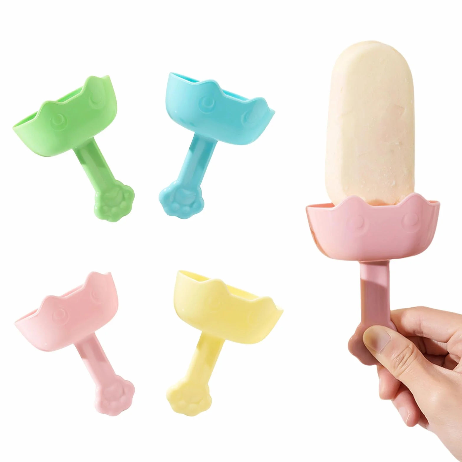 Uchwyt na lody na patyku dla dzieci, 4 sztuki, do wielokrotnego użytku, dla dzieci i małych dzieci