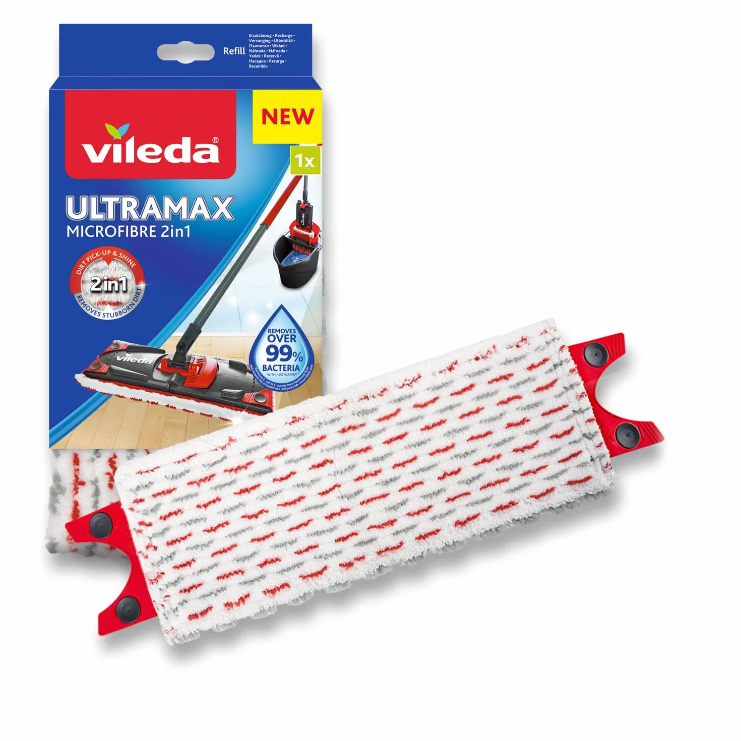 Vileda Wkład do mopa płaskiego Ultramax, Ultramax Turbo i Mopa Ultramax 1-2 Spray | Zaawansowana technologia | Do każdego rodzaju podłóg |