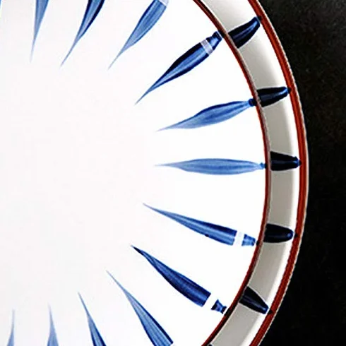 Talerze obiadowe ceramiczna zastawa stołowa, kreatywna siatka czerwony talerz spersonalizowana zastawa stołowa naczynie ceramiczne śniadanie talerz na stek odporny na zarysowania (niebieskie