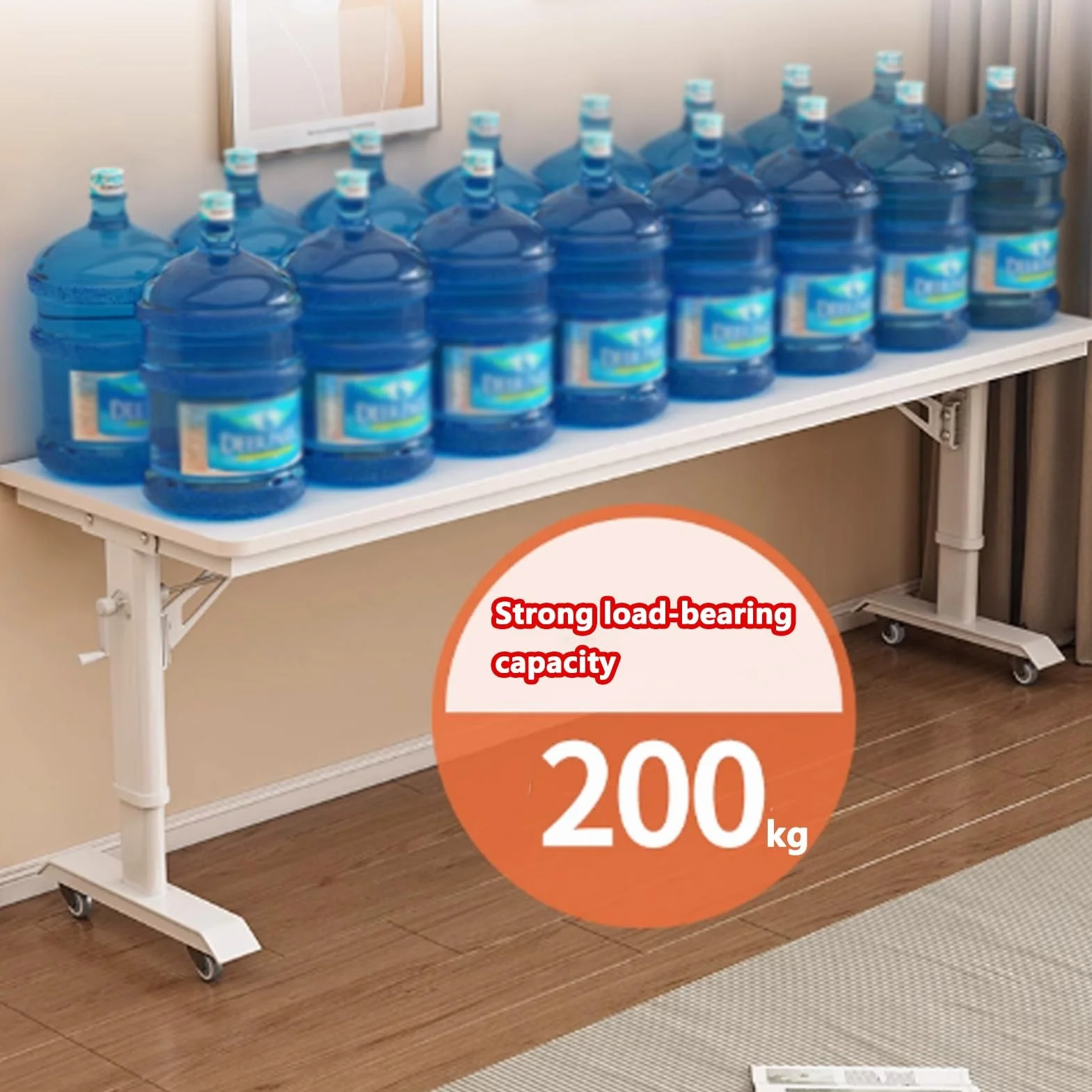 Regulowany Stolik Przyłóżkowy z Regulacją Wysokości i Przegrodami, Przyłóżkowy Mobilny z Kółkami 360°, Stolik Przyłóżkowy na Laptopa do Użytku Domowego(Wit,120x60cm/47x24")