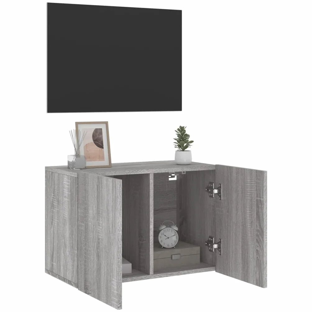 Générique Sonoma szafka ścienna na telewizor szara 60x30x41 cm | Trwałe drewno konstrukcyjne, przechowywanie płyt DVD i odbiorniki, konstrukcja ścienna, gładka powierzchnia
