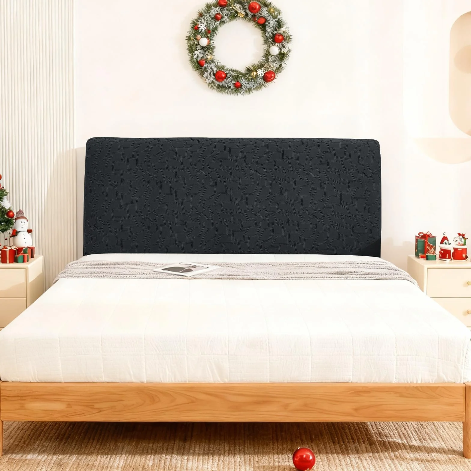 Ystyle Pokrowiec Na Zagłówek Łóżka, Odporny Na Kurz Headboard Slipcover, Rozciągliwy Pyłoszczelny Pokrowiec Ochronny Do Sypialni, Ochrona Pleców Do Deski Rozdzielczej (150CM, Ciemnoszary)