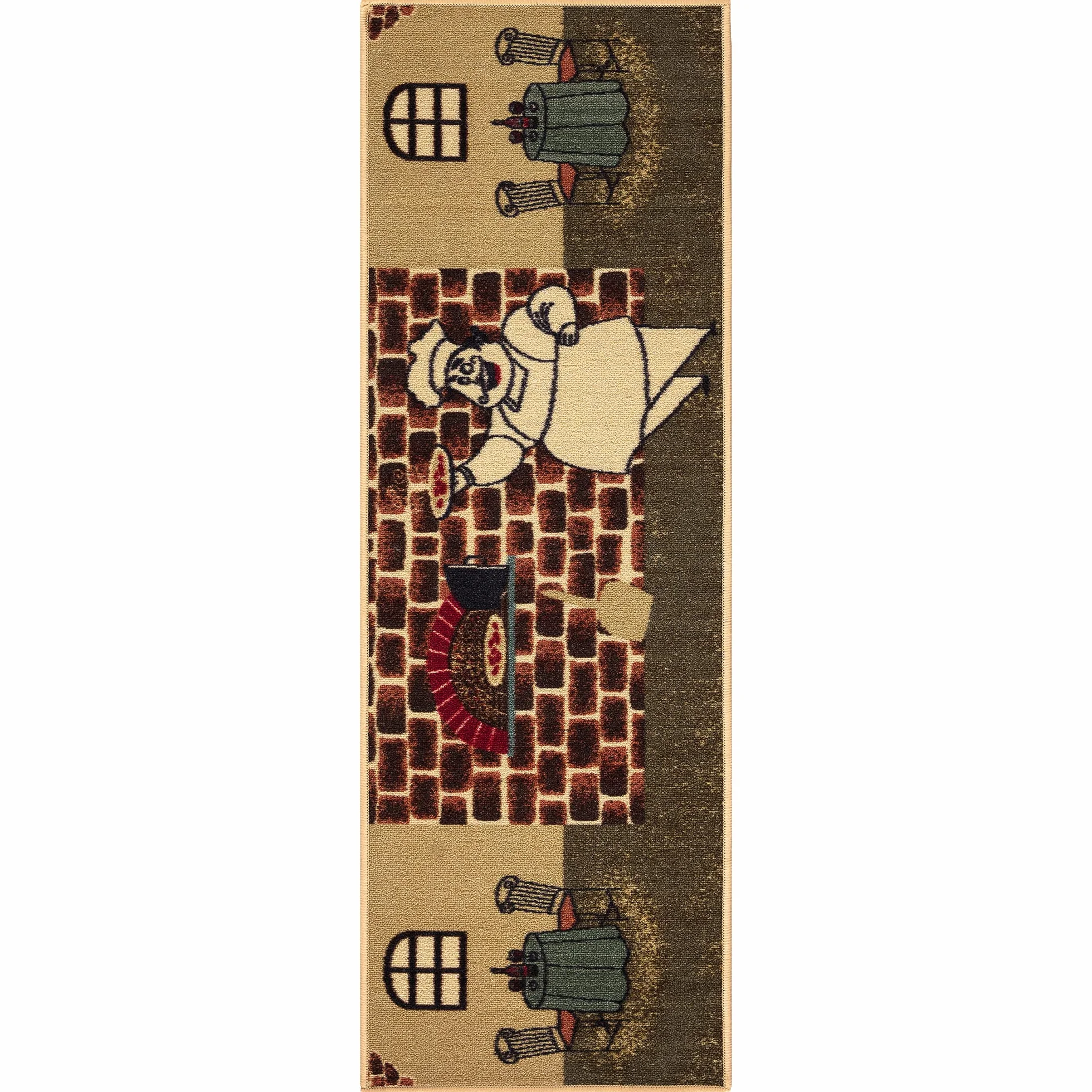 Ottomanson Siesta Collection Kitchen Chef Design dywan z gumowym spodem, 50 x 150 cm, beżowy szef kuchni