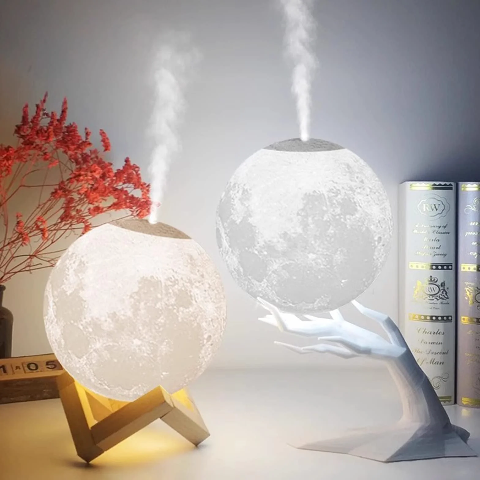 nawilżacze ciepła mgła Nawilżacz powietrza 880ML Ultradźwiękowy dyfuzor olejku eterycznego USB 3D Stereoskopowy Moon Night Lamp Mist Maker Humidificador nawilżacze powietrza do sypialni