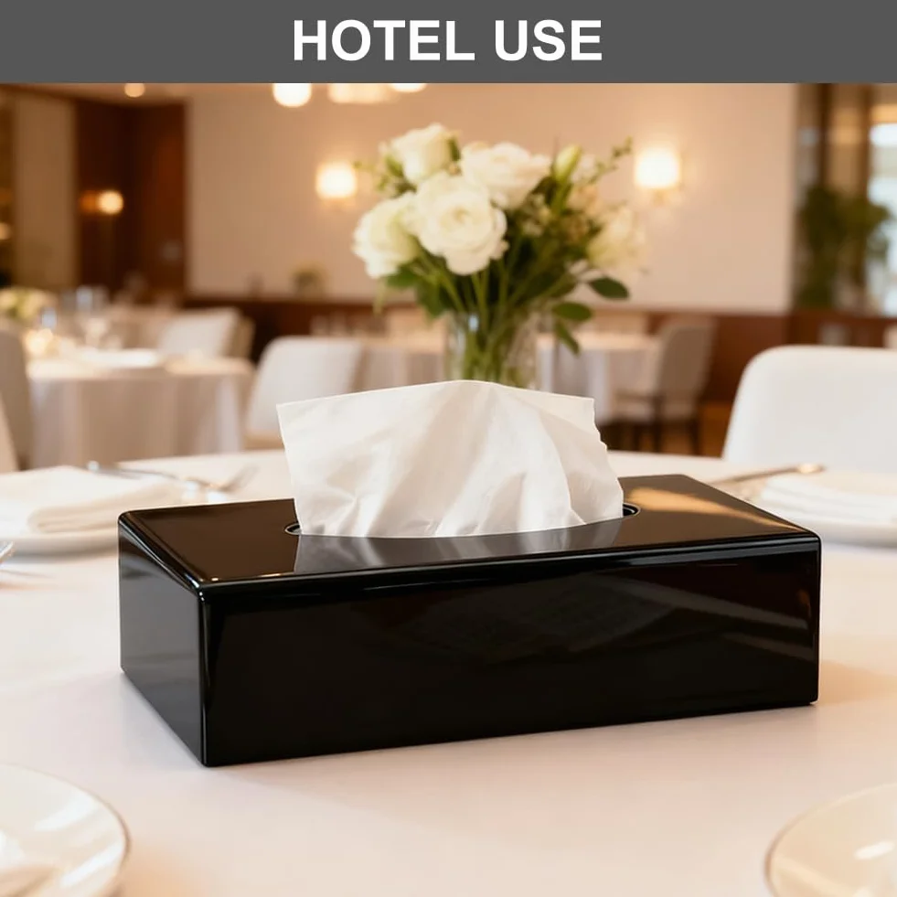 Pudełko na chusteczki kosmetyczne, akrylowe, 25 × 13 × 9 cm, matowa czerń, eleganckie pudełko na chusteczki, dozownik chusteczek higienicznych i pudełko na chusteczki kosmetyczne do łazienki, sypialni