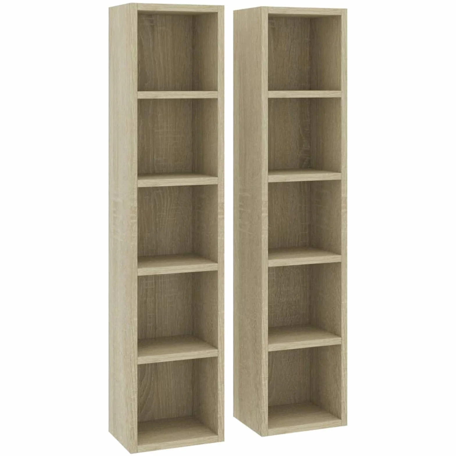 Sonoma dębowa szafka na płyty CD, 2 sztuki, 21 x 16 x 93,5 cm, drewno wielowarstwowe, regał modułowy, klasyczna szafka na płyty CD, regulowane przegródki drewniane
