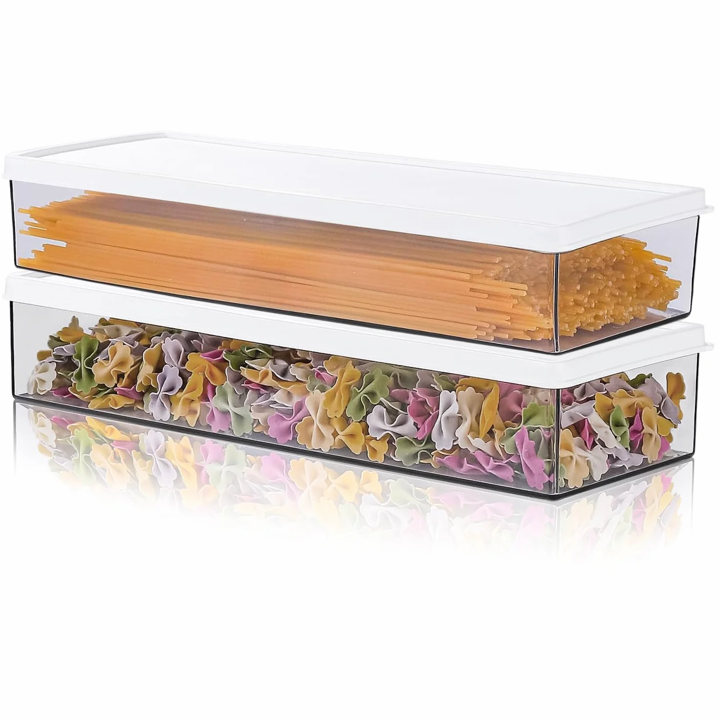 2 sztuki pojemników do przechowywania makaronu w pozycji leżącej, z pokrywką, nie zawiera BPA, pojemniki na makaron, makaron, makaron, musli, przekąski (1100 ml)