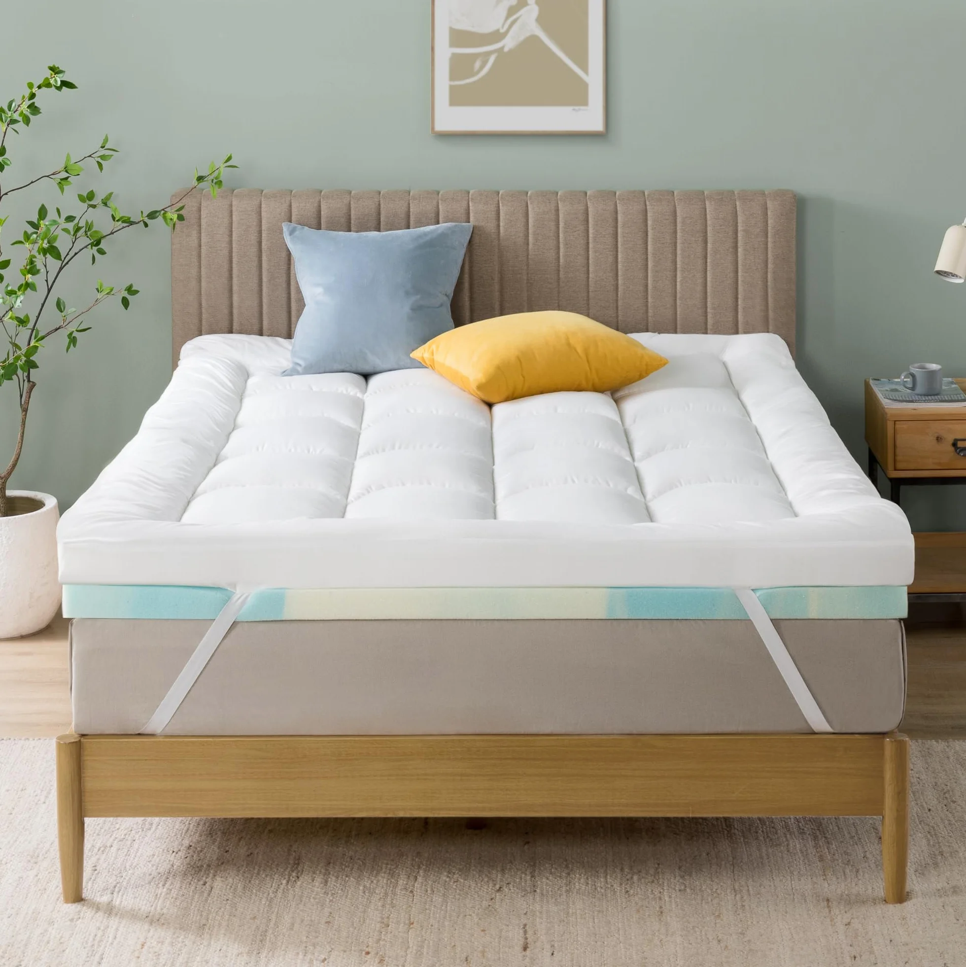 Zinus Materac wierzchni z pianki Visco, 140 x 200 cm, grubość 10 cm, wzornictwo Open-Cell, certyfikat Oeko-Tex, oddychająca i ortopedyczna, ergonomiczny komfort, średnio twardy, biały