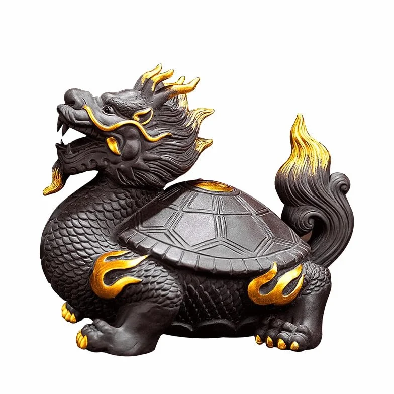 Zwierzęta herbaciane Purple Sand Dragon Turtle Tea Czapka z daszkiem, dekoracja wejściowa, domowy stolik do herbaty, zestaw do herbaty Kung Fu, Zen Ceremonia herbaty Figurki dla zwierząt domowych (A)