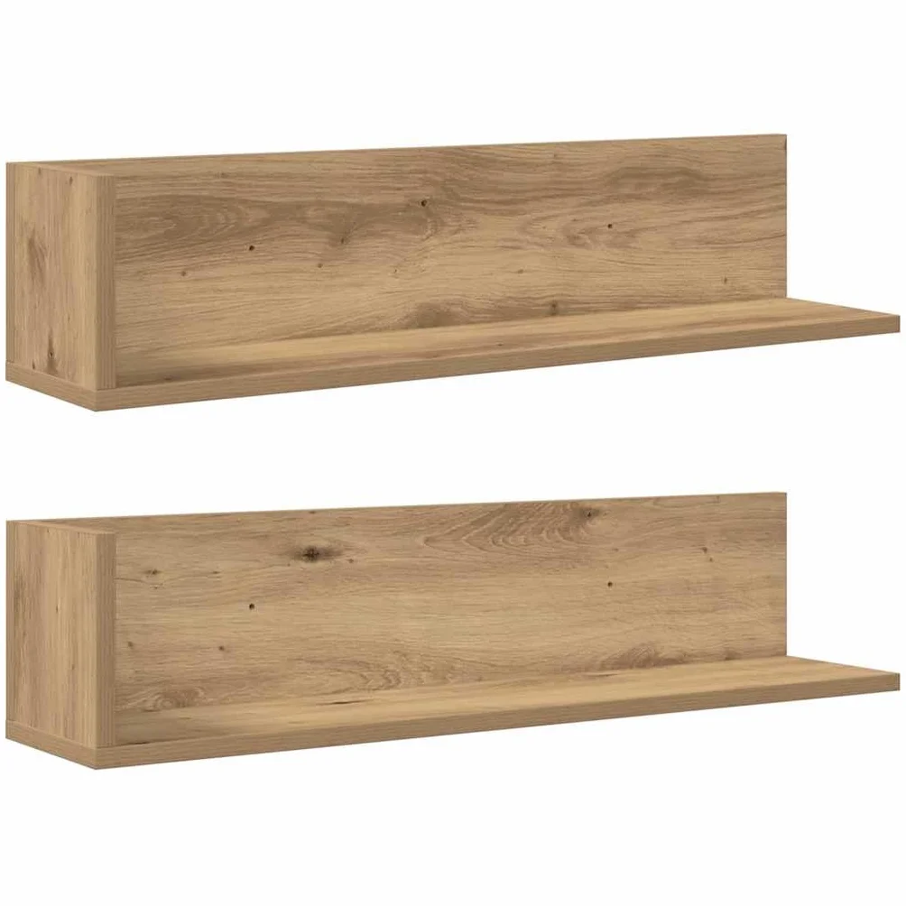 Regały ścienne 2 szt. dąb Artisan 75 x 16,5 x 16,5 cm materiał drewnopochodny, w kształcie litery L, do salonu, sypialni, uniwersalny montaż na ścianie