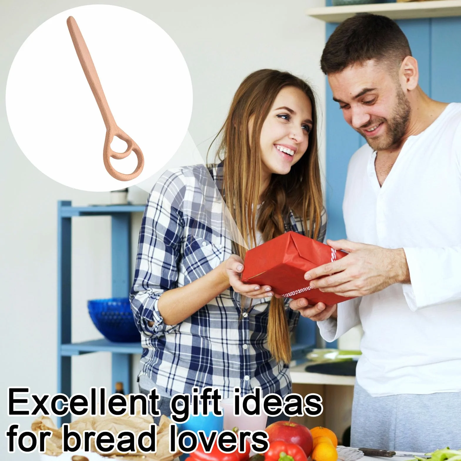 2Szt Drewniana Duńska Ręczna Mieszadło Ciasta, 31cm Holenderska Mieszadło Chleba Narzędzie Mieszania Zakwasu do Pieczenia Bezpieczny dla Żywności Narzędzia Kuchenne Dom