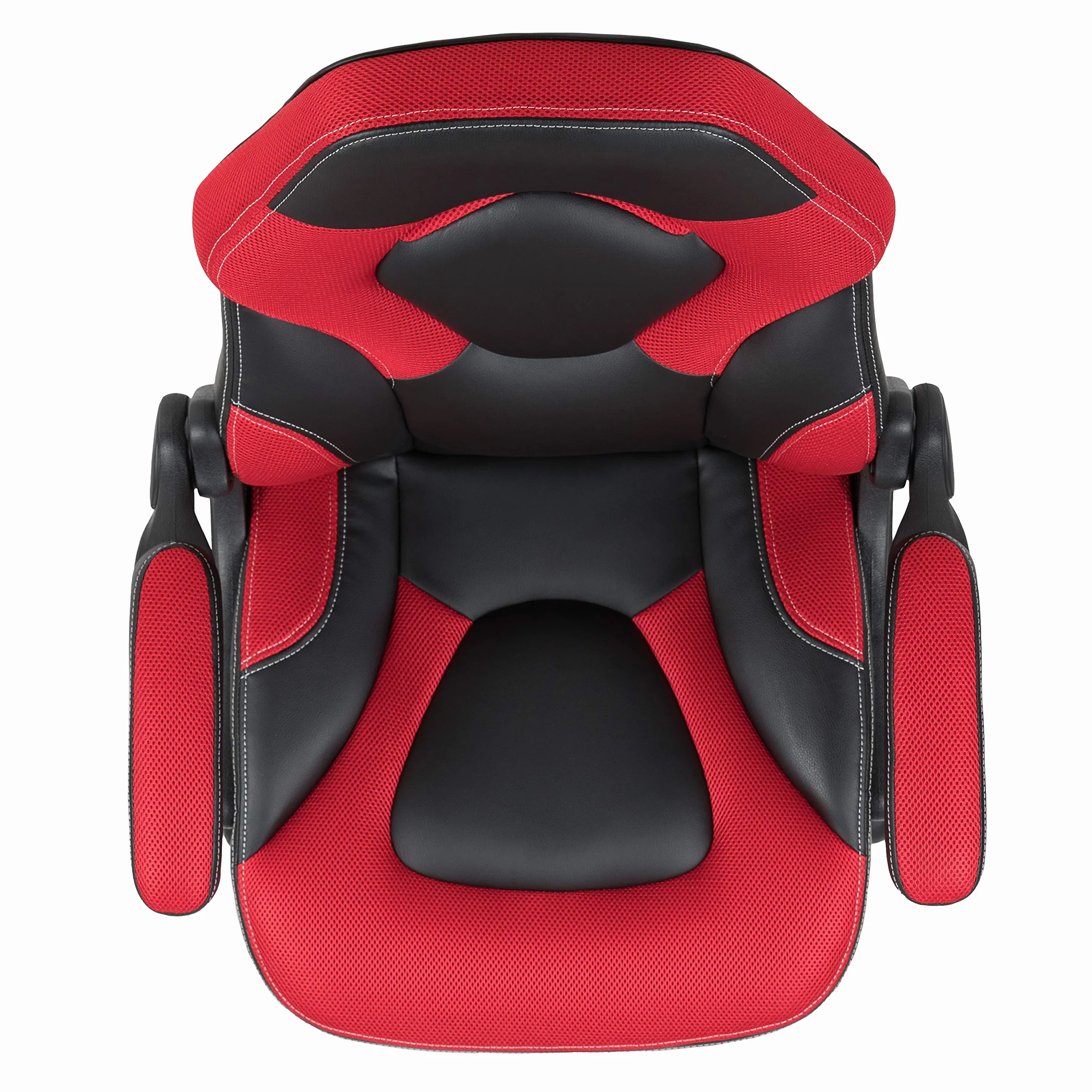 Flash Furniture X10 fotel gamingowy do biura, ergonomiczny, komputerowy, regulowany, obrotowy fotel z podnoszonymi podłokietnikami, czerwono-czarna skóra, miękka
