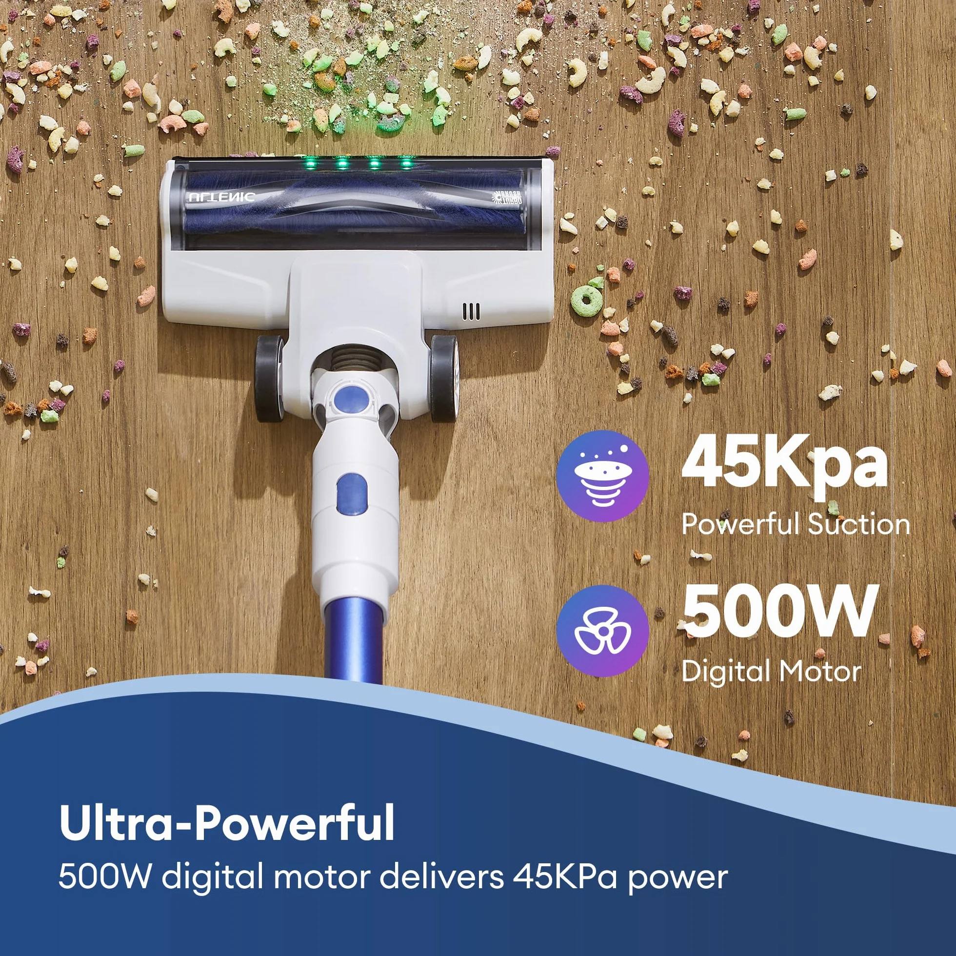 Ultenic U10 Ultra Bezprzewodowy odkurzacz akumulatorowy z mocą ssania 40000 Pa, 40-minutowym czasem pracy, zielonym światłem i szczotką zapobiegającą splątaniu do dywanów