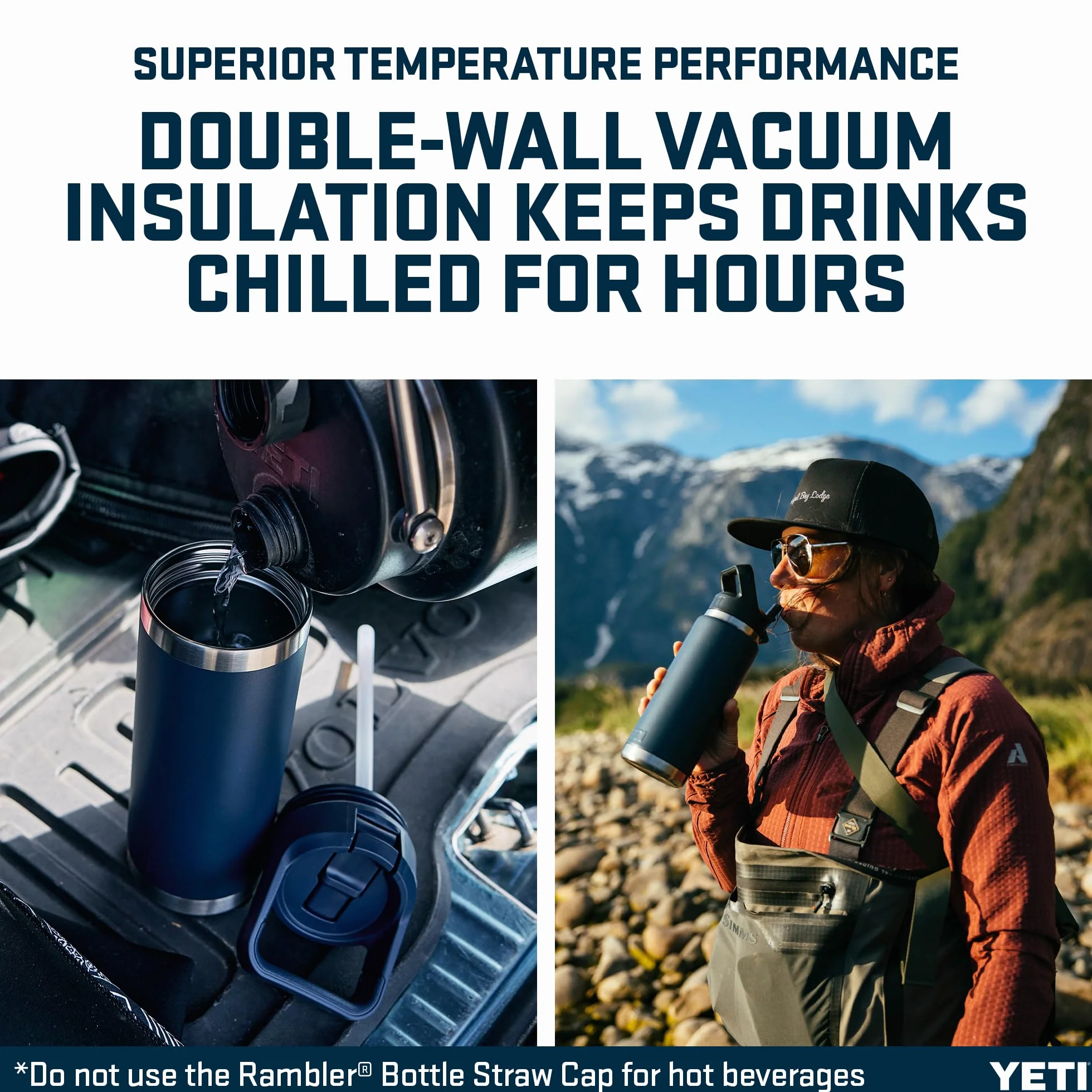 YETI Rambler C Straw Bottle, Stainless Steel Vacuum Insulated Bottle with Leakproof Straw Cap, Tropical Pink, 26 oz (769 ml)
