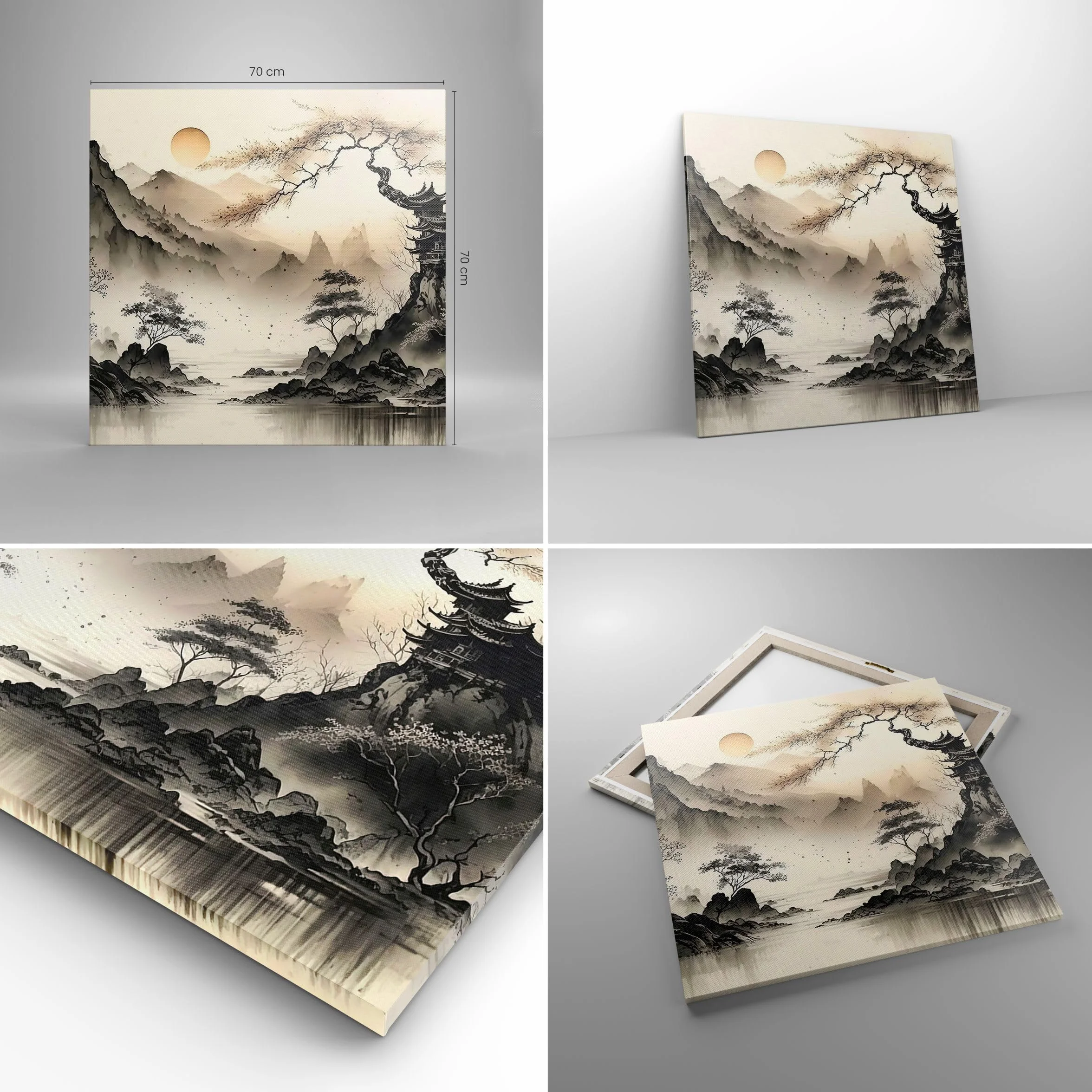 ARTTOR Dekoracja ścienna Salon Azja Japonia Widok Obraz na płótnie w ramie 70x70cm Nowoczesny Sypialnia Kuchnia Deko Sztuka na ścianę Duży Obrazy Art Foto Wall Decor Canvas AC70x70-5777