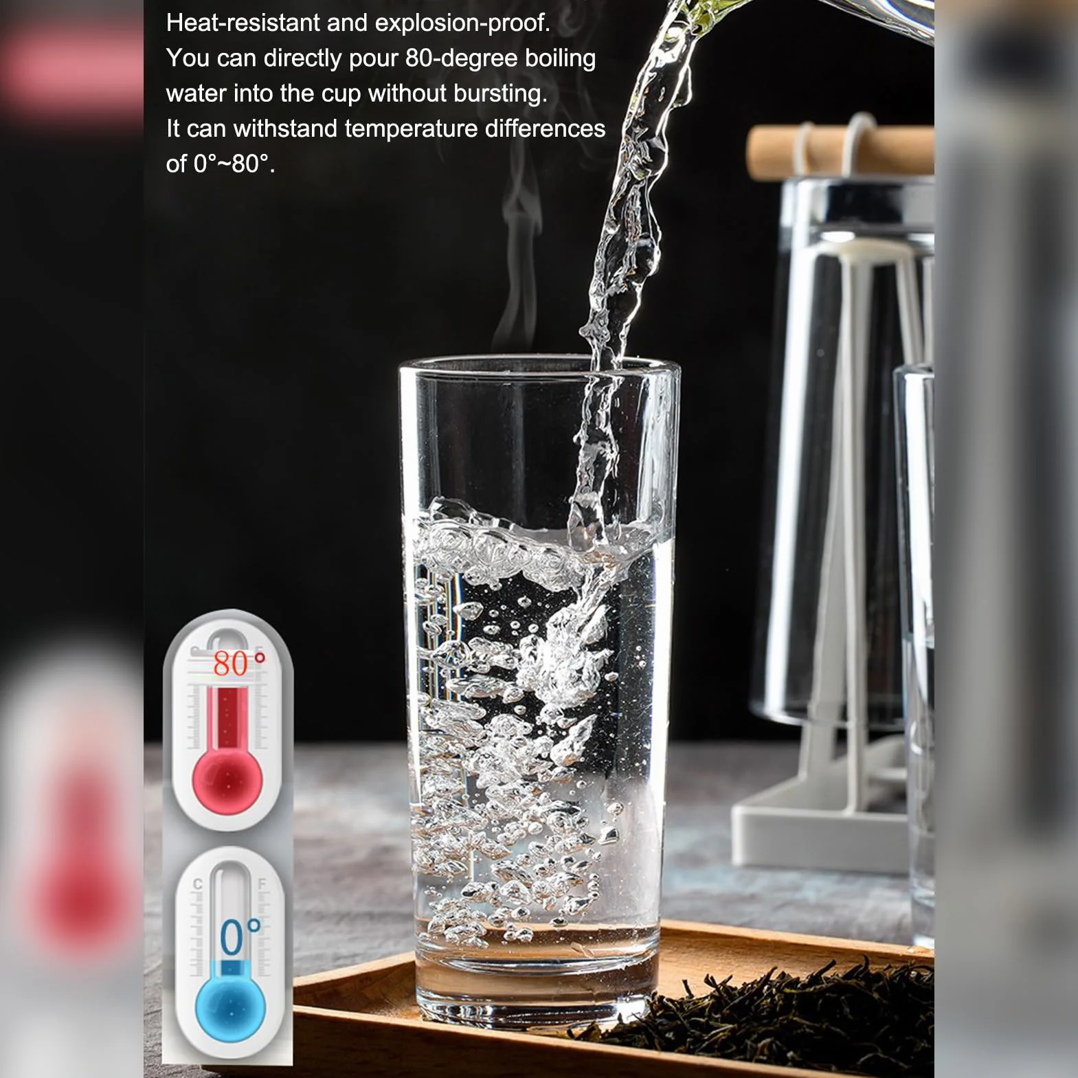 Szklanki do wody, wysokie szklane kubki o pojemności 290 ml, wielokrotnego użytku, naczynia do picia, 6 sztuk, do domu, przy basenie, na zewnątrz, patio, koktajl, whisky, lód, herbatę, wino,
