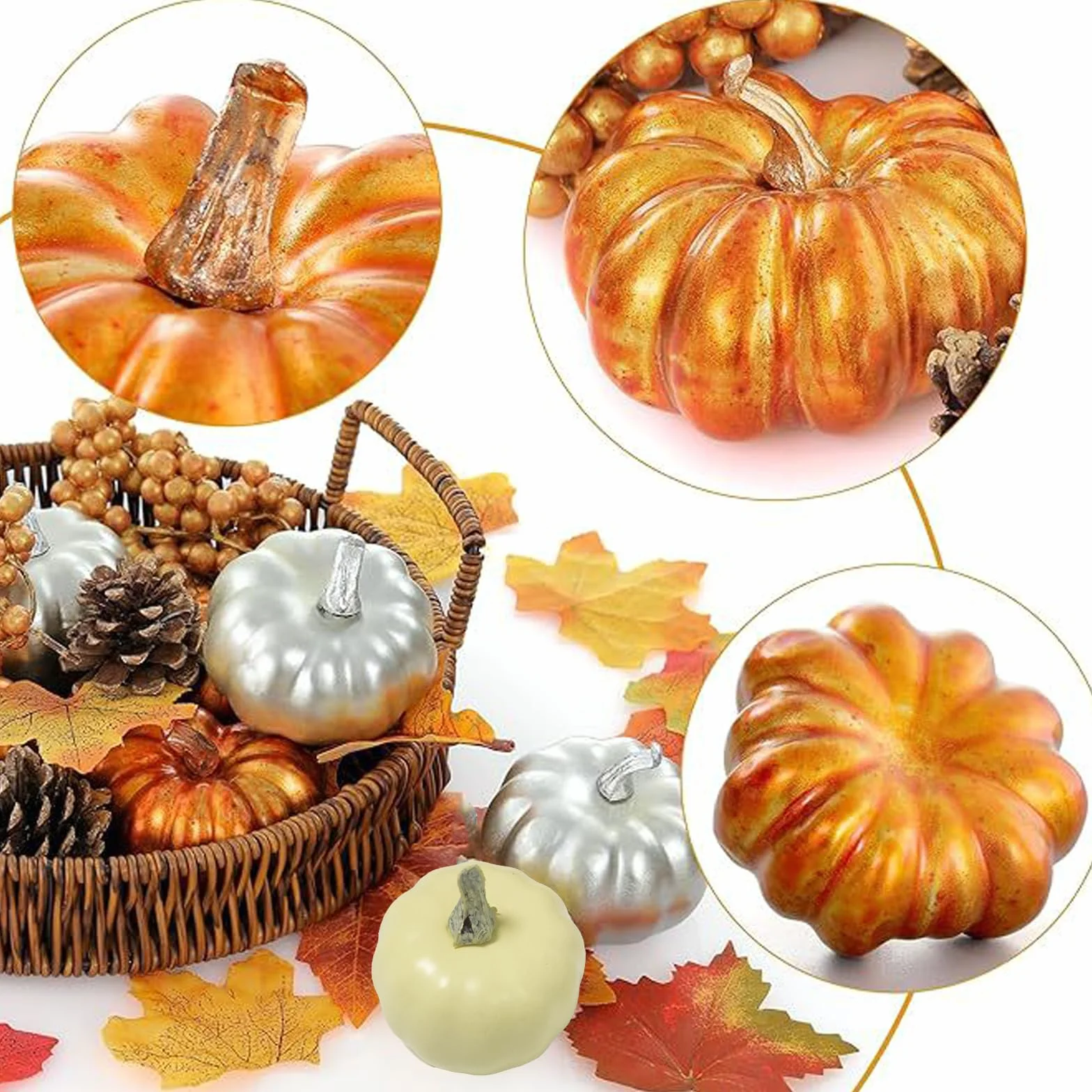 Dekoracja jesienna dynia, 68 sztuk, zestaw dekoracyjny na Święto Dziękczynienia, sztuczne dynie, dekoracja jesienna, dekoracja stołu, jesienna girlanda na Halloween, imprezę świąteczną