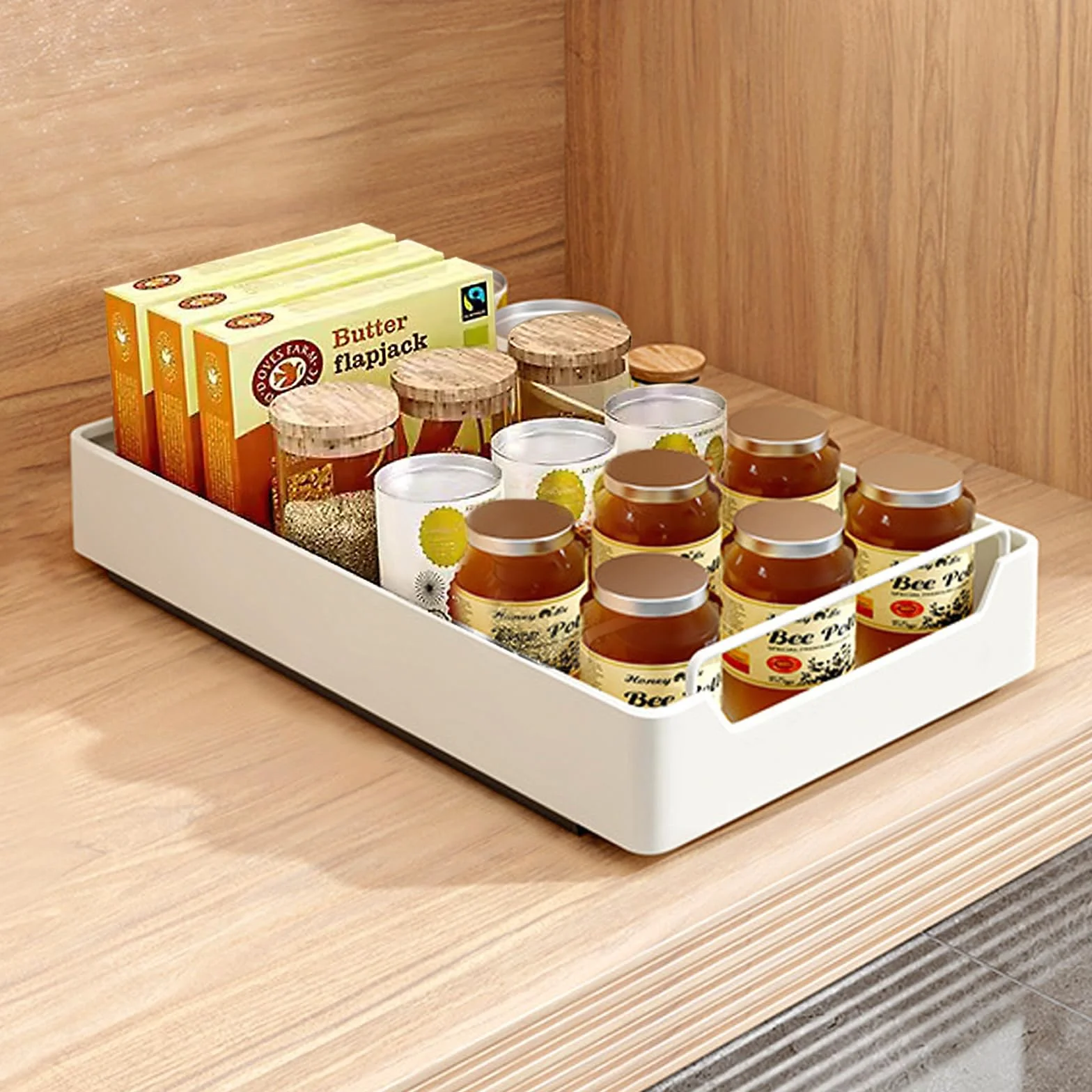 Wysuwany organizer do szafek, wysuwane półki do przechowywania, wysuwana szuflada ze stali węglowej do szafki kuchennej, bez wiercenia i gwoździowania (szerokość 25 cm)