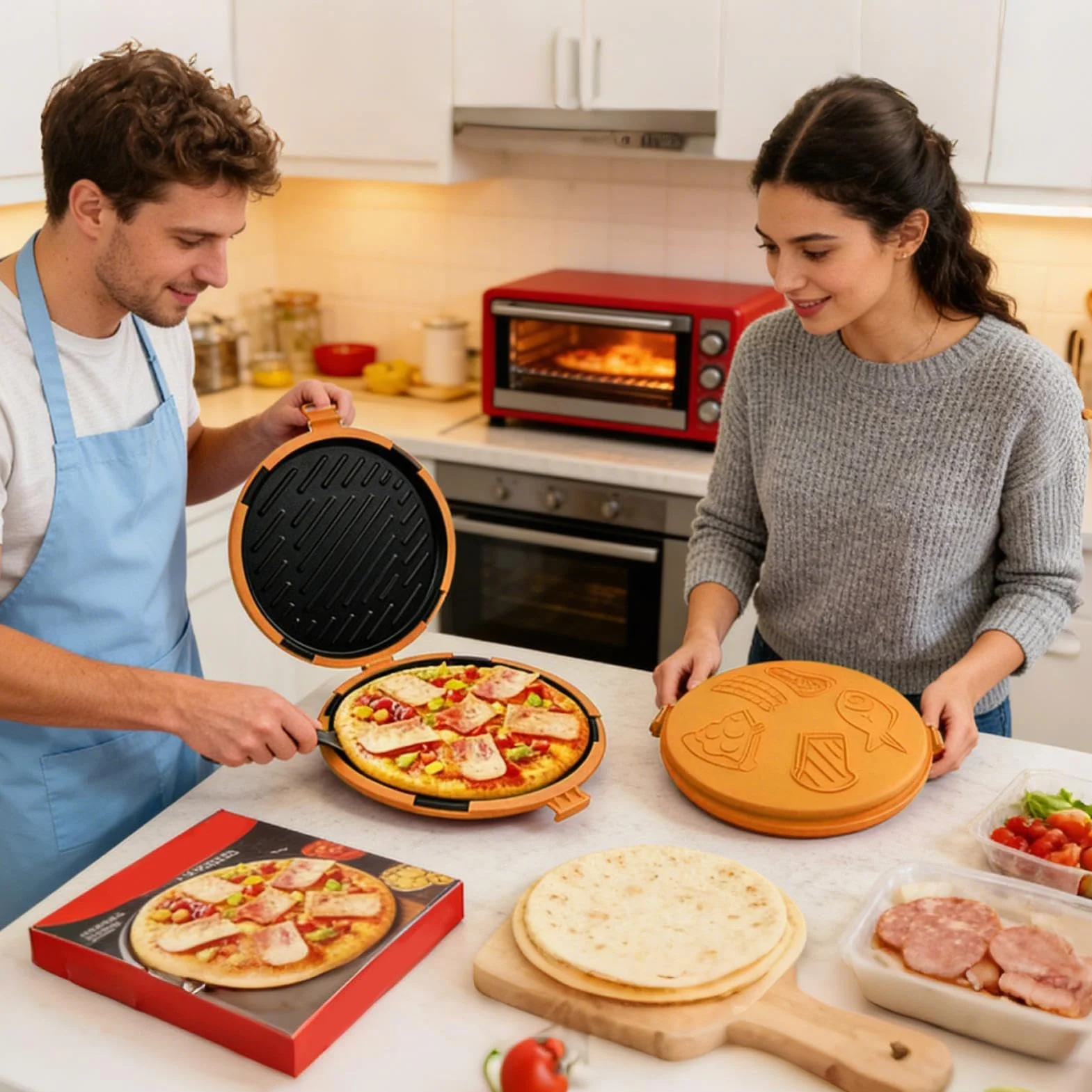 Płyta do mikrofalowego Szybko Nagrzewająca się Tacka do Pizzy | Toster mikrofalowy Do kuchni, akademika, piekarnika – idealna do pizzy, naleśników i