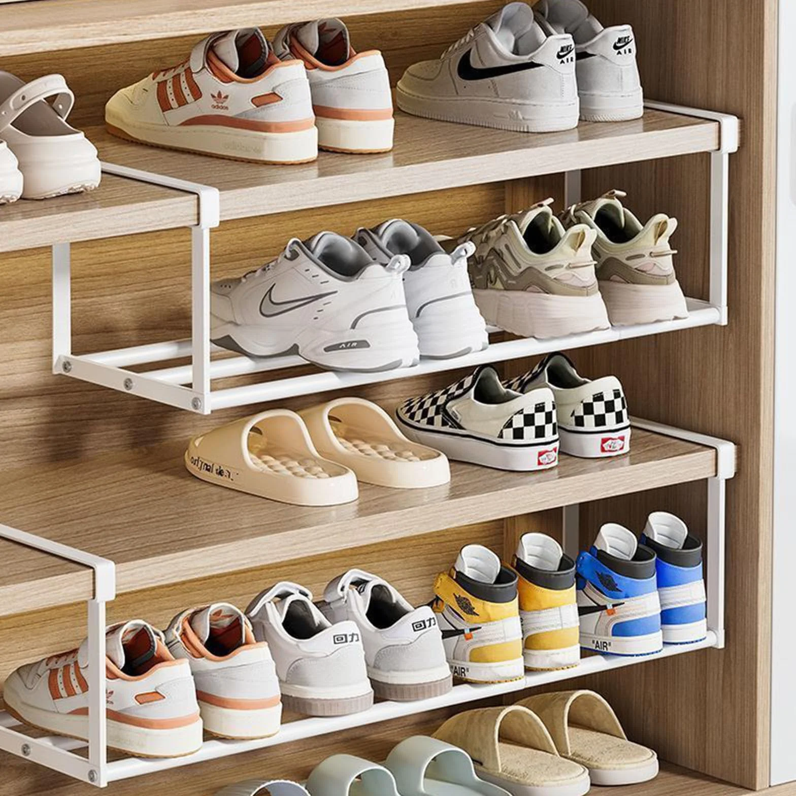 ViWaVee Wiszący regał na buty, organizer w szafie, możliwość rozszerzenia 40-70 cm, organizer pod szafkę – idealny do przechowywania i organizacji w kuchni lub na ubrania (biały, 1 szt.)