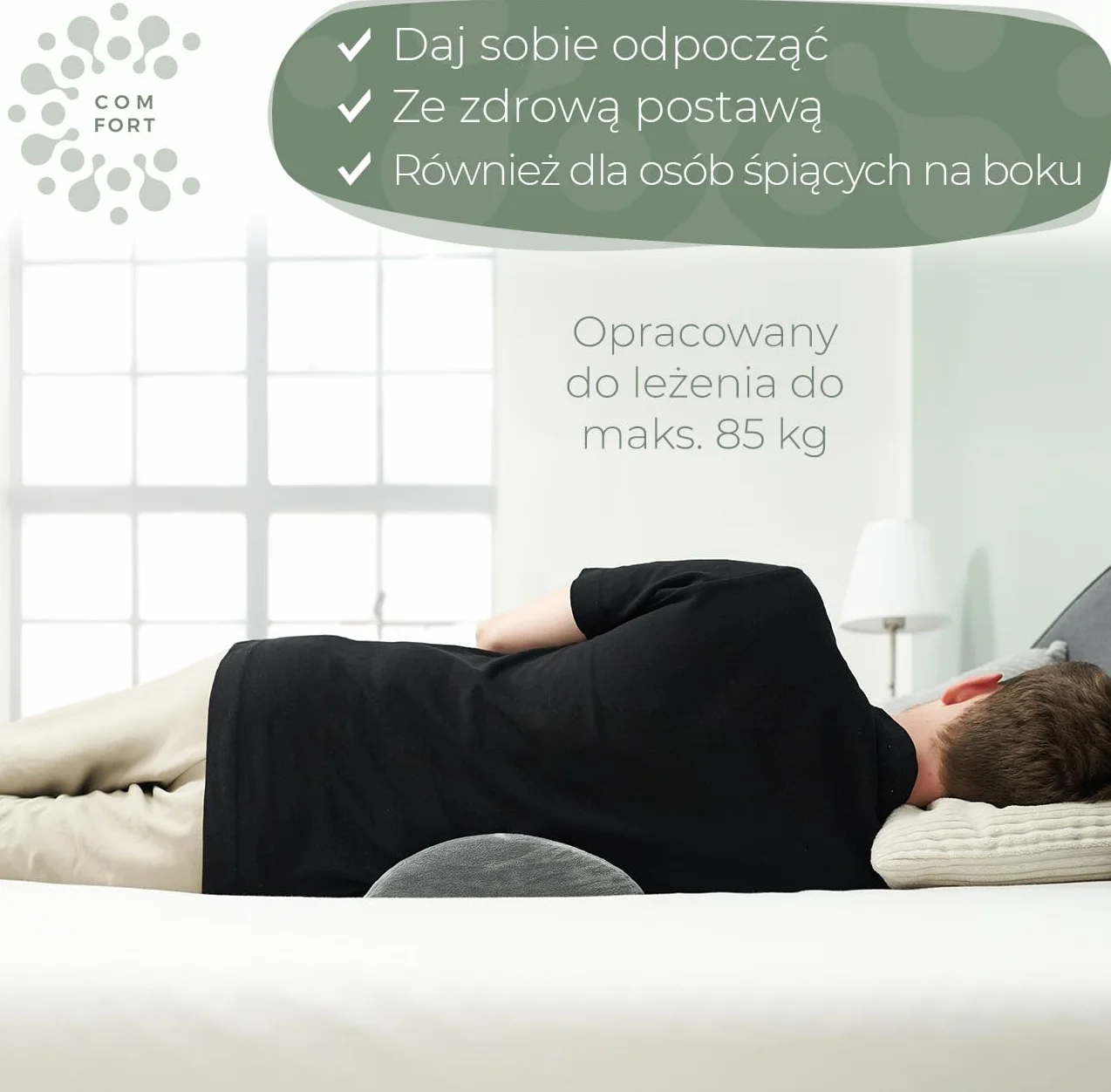 Ergonomiczna poduszka lędźwiowa do łóżka i sofy – poduszka lędźwiowa do podparcia pleców w pozycji leżącej – poduszka lordotyczna dla kręgosłupa lędźwiowego – poduszka podpierająca lędźwie – SZARA
