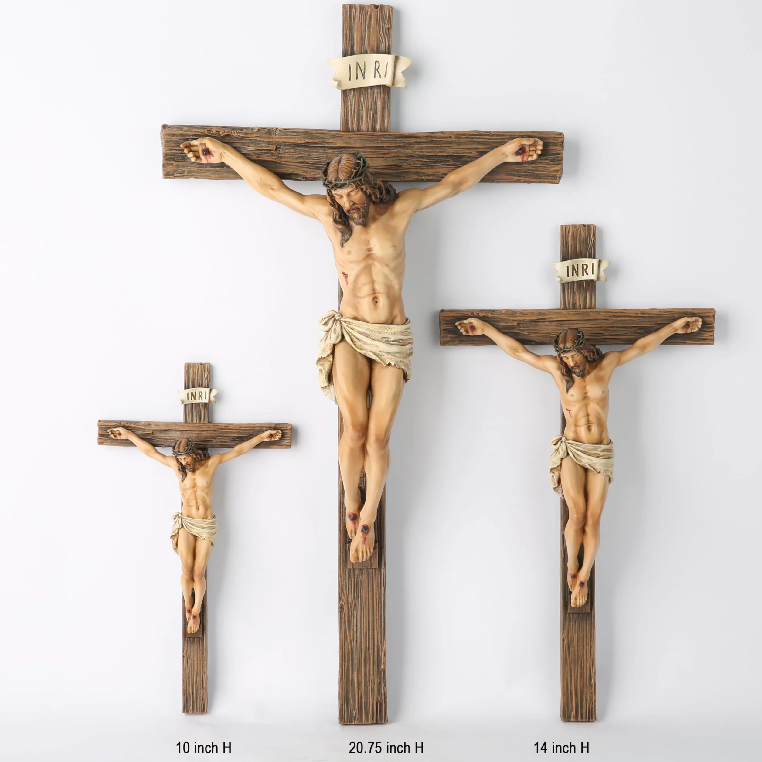 BC Katolicki Krzyż Ścienny, Inspirujący Wystrój Domu Jezusa Chrystusa, religijny pobożny prezent, 35 cm, renesansowa rzeźba, ręcznie wykonana przez Buildclassic