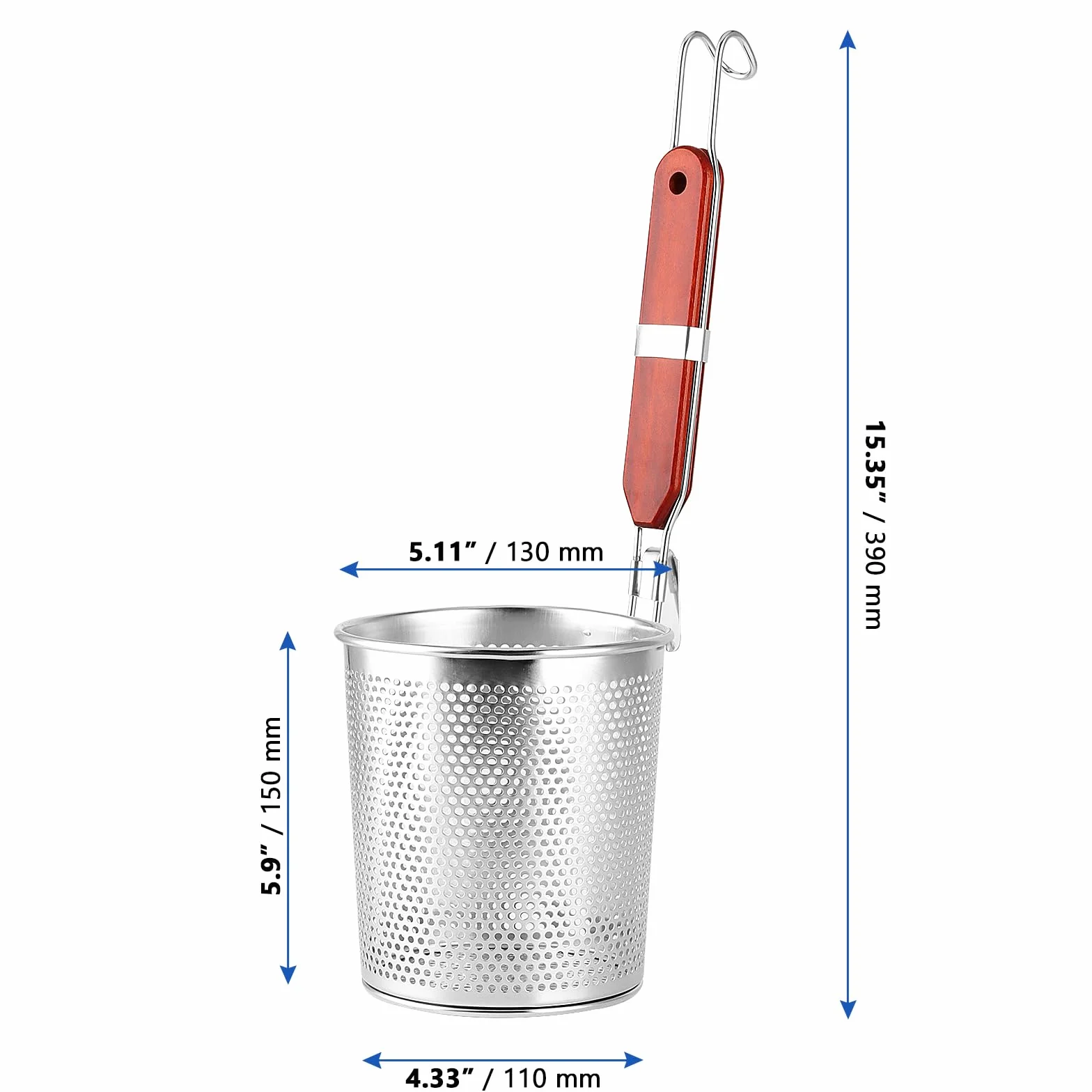 2 sztuki koszyków do makaronu ze stali nierdzewnej, mikroperforowane sitko do makaronu z uchwytem, ?rednica 13 cm, okr?g?e sitko kuchenne do ?ywno?ci, pierogów, g??bokiej kuchni