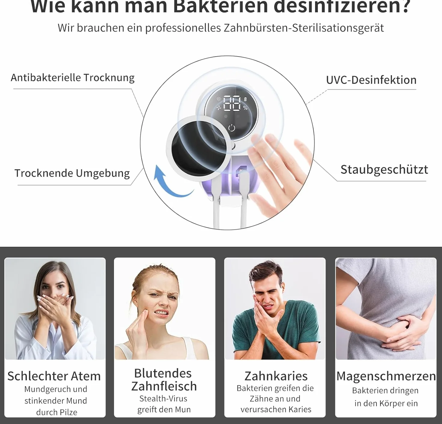 Środek do dezynfekcji szczoteczek UV, elektryczny organizer na szczoteczki do zębów, sterylizator do łazienki, uchwyt na szczoteczki do zębów do montażu na ścianie, w podróży i do użytku rodzinnego