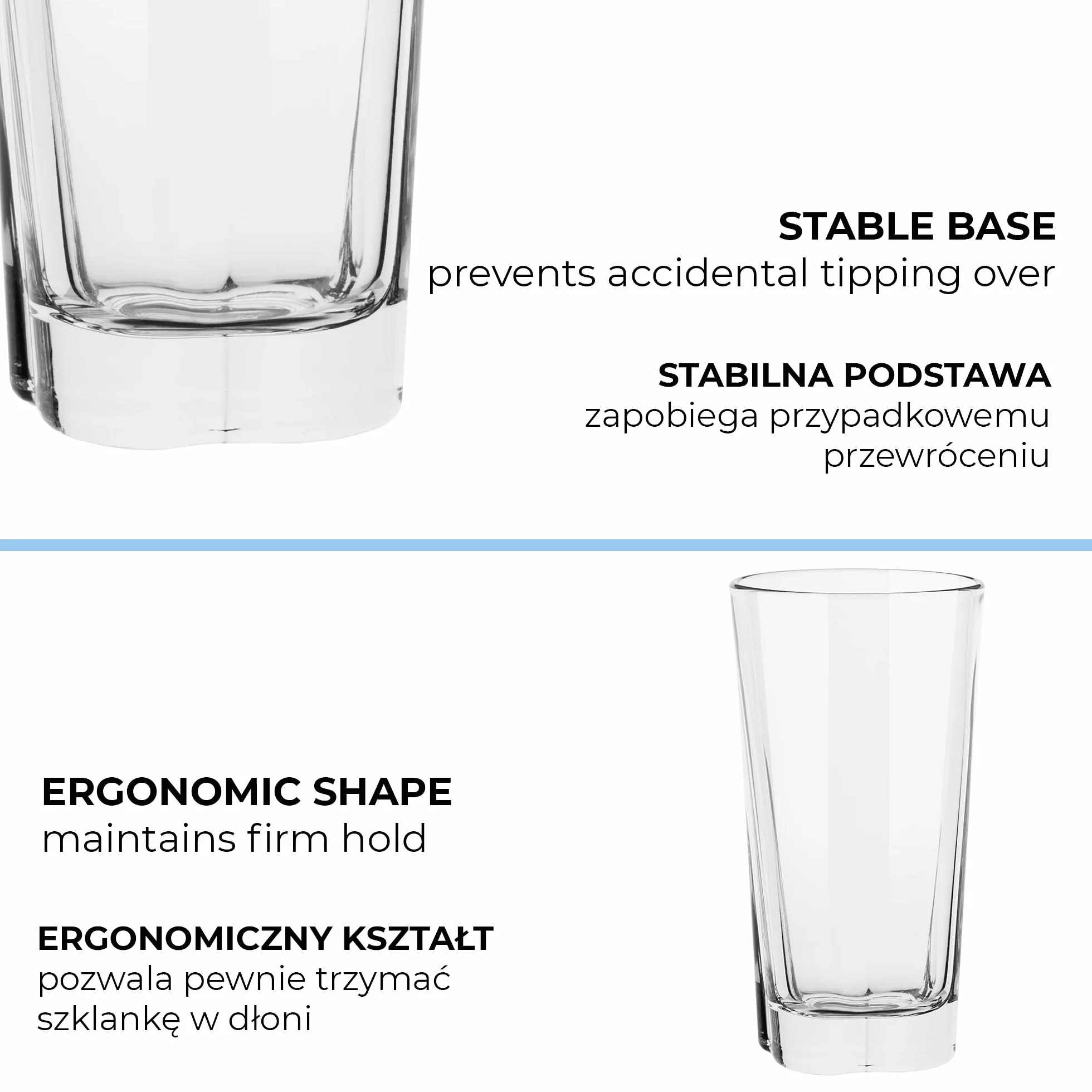 TREND FOR HOME Szklanki Wysokie Szklanki Long Drink Uniwersalne do Drinków Napojów Wody Szkło Przeźroczyste, Komplet Szklanek do Long Drinków, Kolekcja Elin, 300 ML, 6 Sztuk