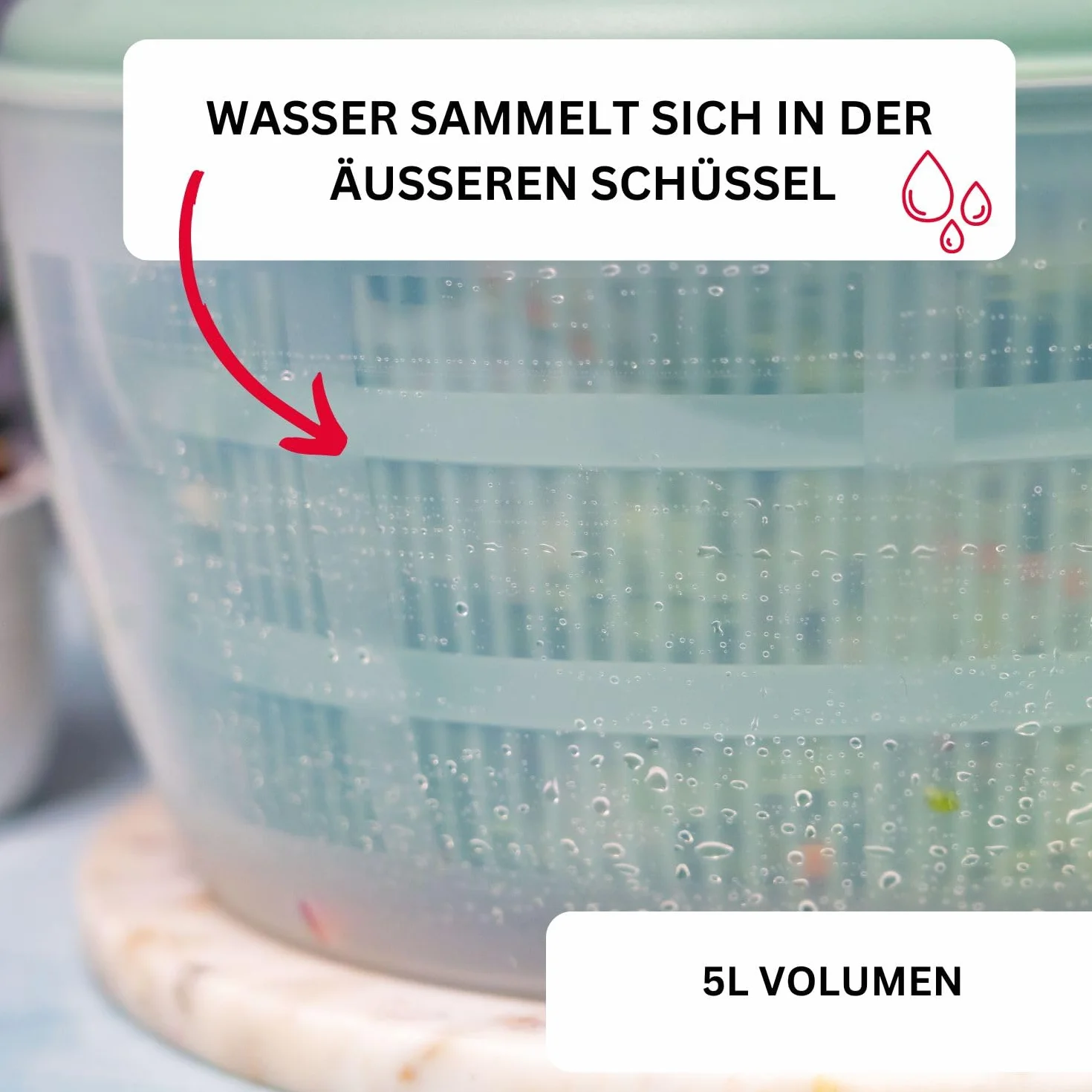 Westmark Wirówka do Sałaty, Pojemność 5 Litrów, Ø 26 cm, Tworzywo Sztuczne, Bpa-Free, Fortuna, Kolor Przezroczysty, Zielony, 2432224M