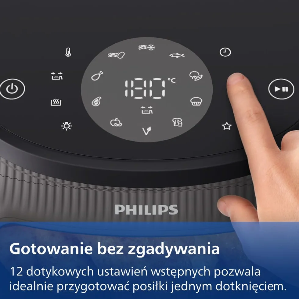 Philips Ovi Seria 3000 – Premium Airfryer, 6,2 l z okienkiem, technologia RapidAir Plus, 16 sposobów gotowania, o 90% mniej tłuszczu, łatwe czyszczenie, ekran dotykowy, oszczędność energii (NA330/00)