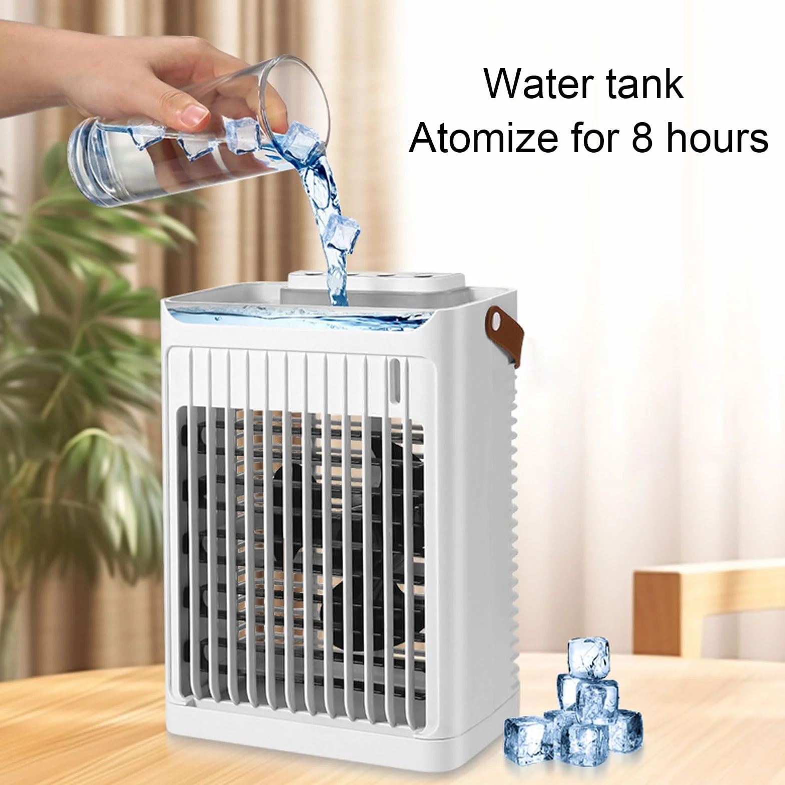Przenośny Klimatyzator 2 Zimne Mgły 5 Prędkości Wentylatora 7 Diod LED 680 Ml Zbiornik USB Mini Cooler Nawilżacz Mgłowy do Domowego Biura
