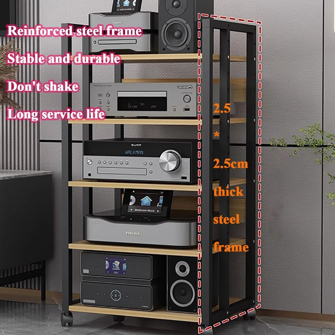 Domowa szafka stereo, wolnostojący stojak na nośniki do odtwarzacza płyt, głośnika, wzmacniacza, odbiornika - komponent audio, jednostka do przechowywania rozrywki do salonu i klubów