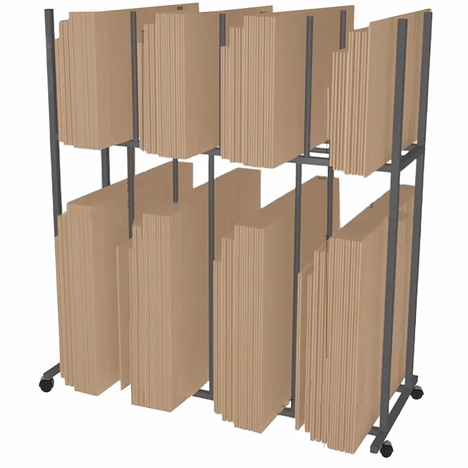 Portab na stojaku do przechowywania z kółkami, wytrzymały karton, przegroda, wózek do przeprowadzki magazynu i stojak ekspozycyjny (135 x 60 x 150 cm, mieści 100–150 pudełek)