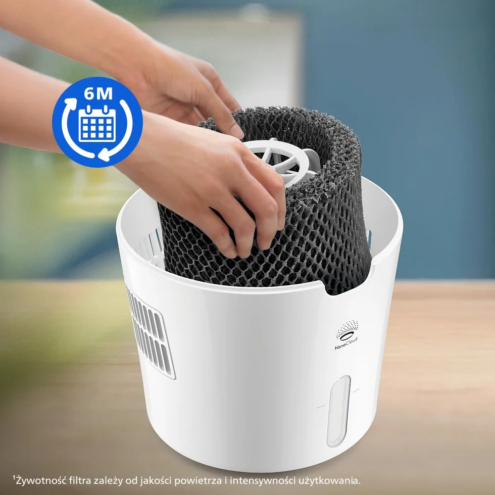 Philips Oryginalny filtr do nawilżacza serii 2000 HU4816, higieniczne nawilżanie, ochrona przed bakteriami, technologia NanoCloud, skuteczna filtracja i żywotność do 6 miesięcy (FY2402/30)