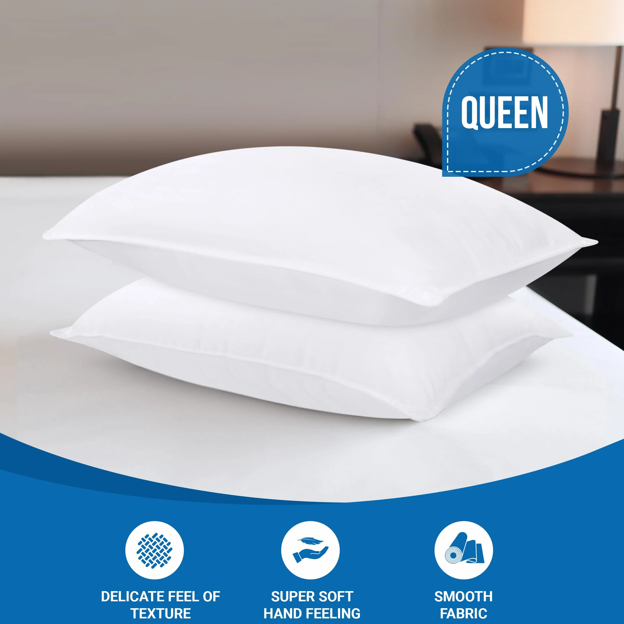 Utopia Bedding Premium Poduszki Łóżkowe (Zestaw 2 szt.), 50 x 70 cm Luksusowe Pluszowe Poduszki do Spania dla Pleców, Żołądek i Spiących na Boku (Bialy)