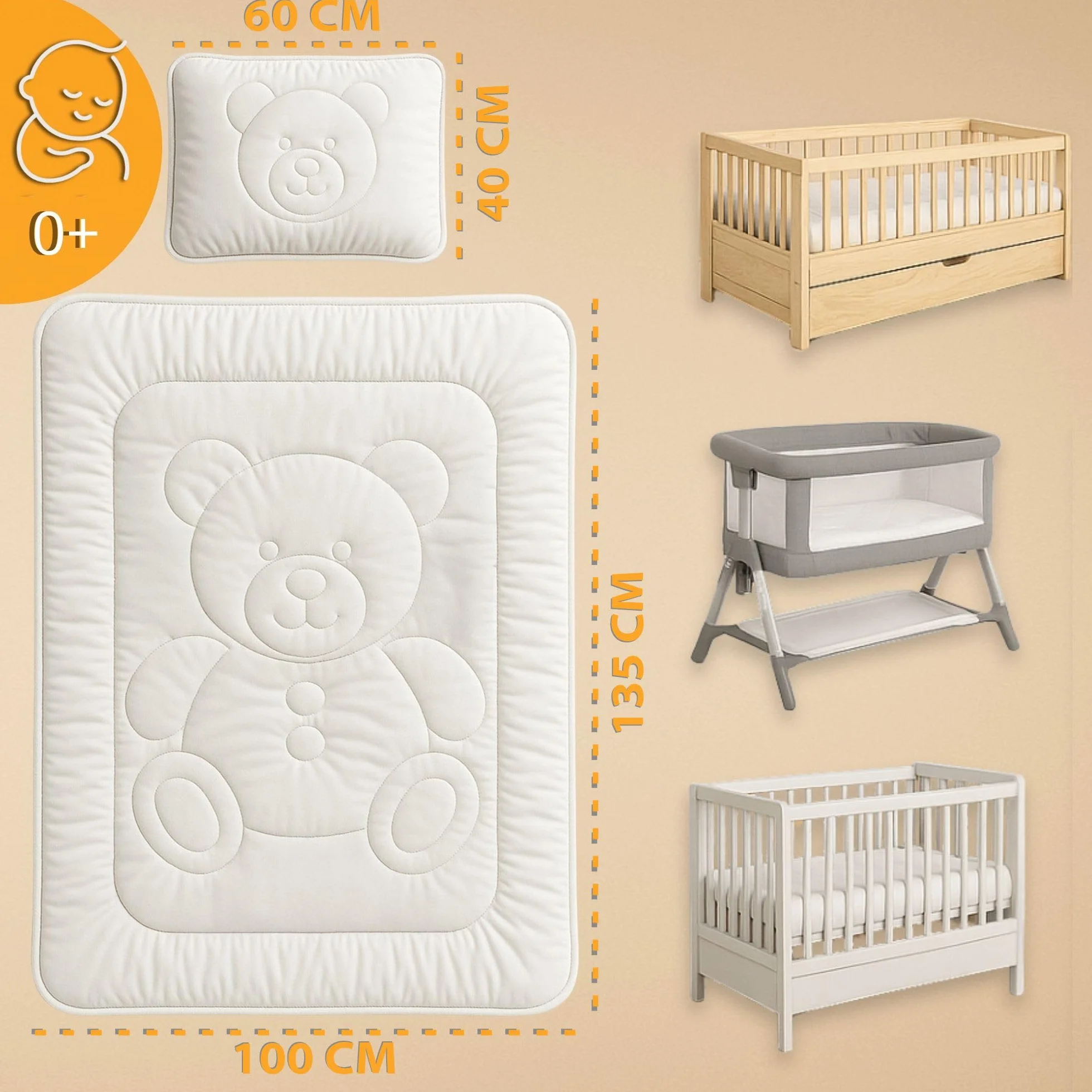 Totsy Baby Kołdra i poduszka dziecięca 100 x 135 cm, komplet pościeli dziecięcej z poszewką na kołdrę z mikrofibry i poduszką 40 x 60 cm, idealna do łóżeczka dziecięcego Miękka i oddychająca