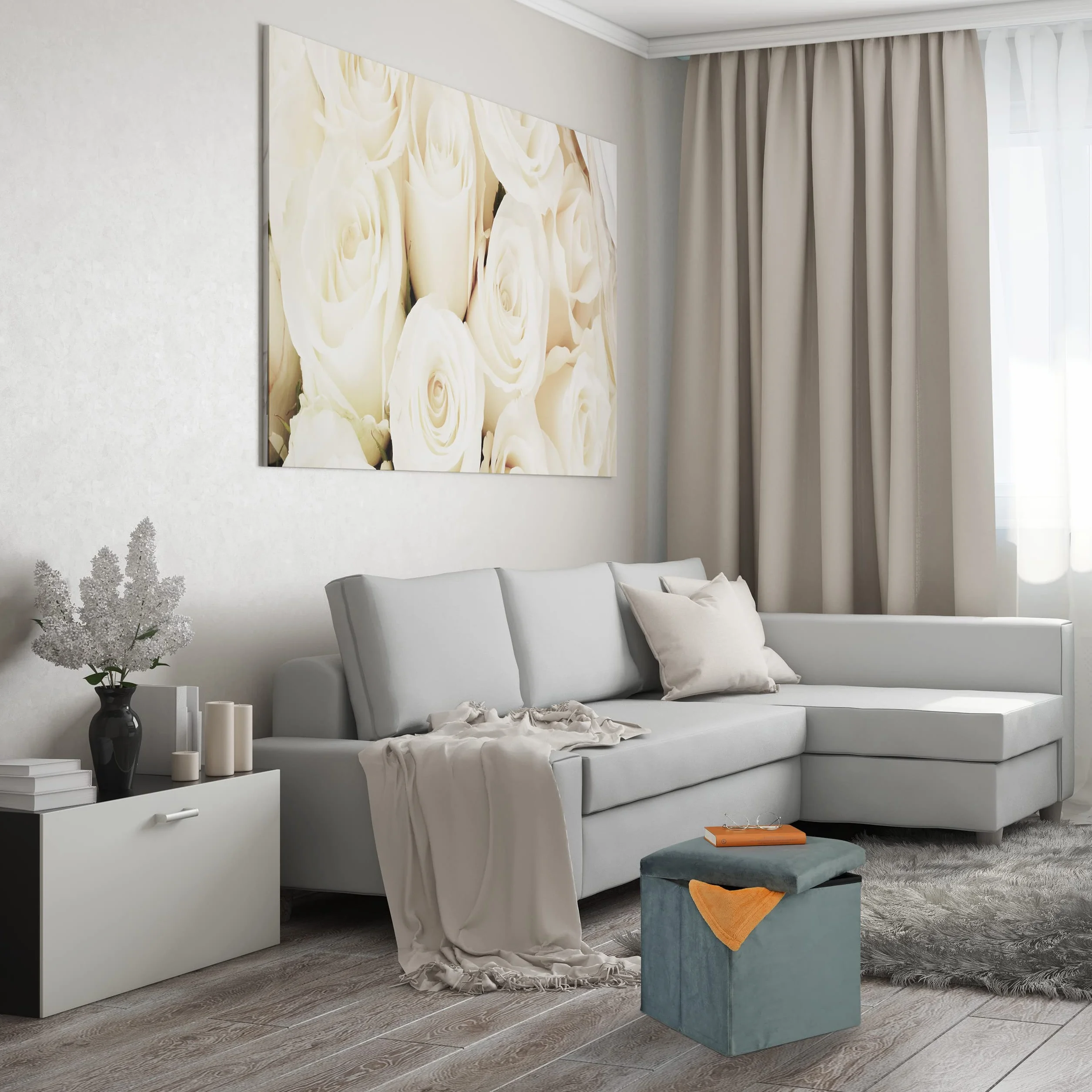 Relaxdays Taboret do siedzenia, kostka do siedzenia z miejscem do przechowywania, wys. x szer. x gł.: 38 x 38 x 38 cm, składany, taboret tapicerowany z płyty MDF i aksamitu, ciemnoszary